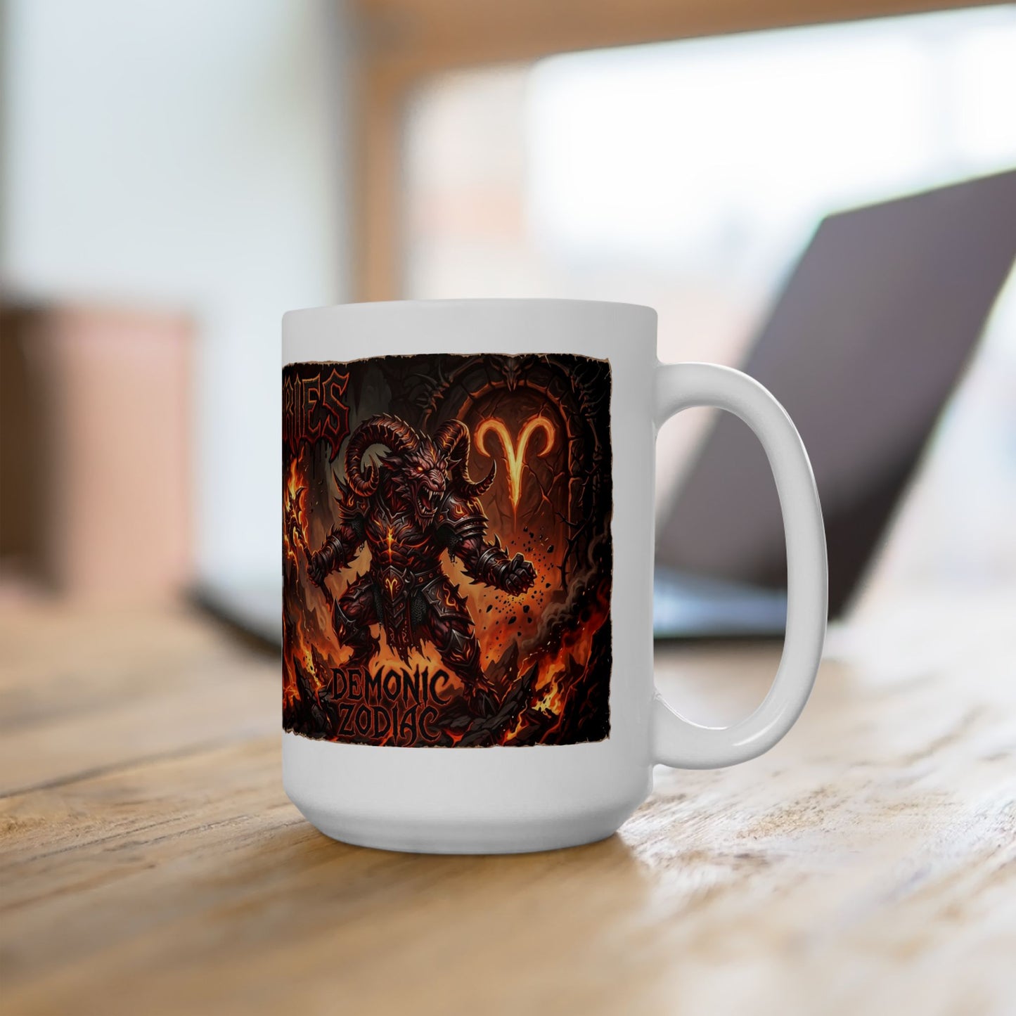 Aries Flame Gothic Ceramic Mug — Zodiac Fire Sign Coffee Cup (11oz & 15oz)