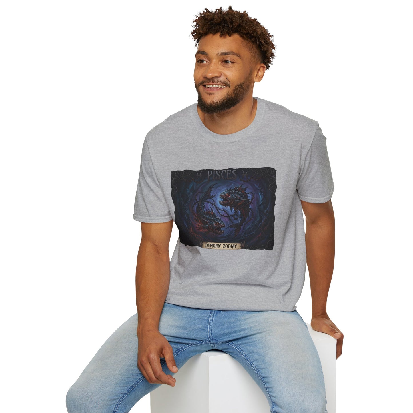 Pisces Zodiac T-Shirt — Dark Mythic Fish Astrology Tee