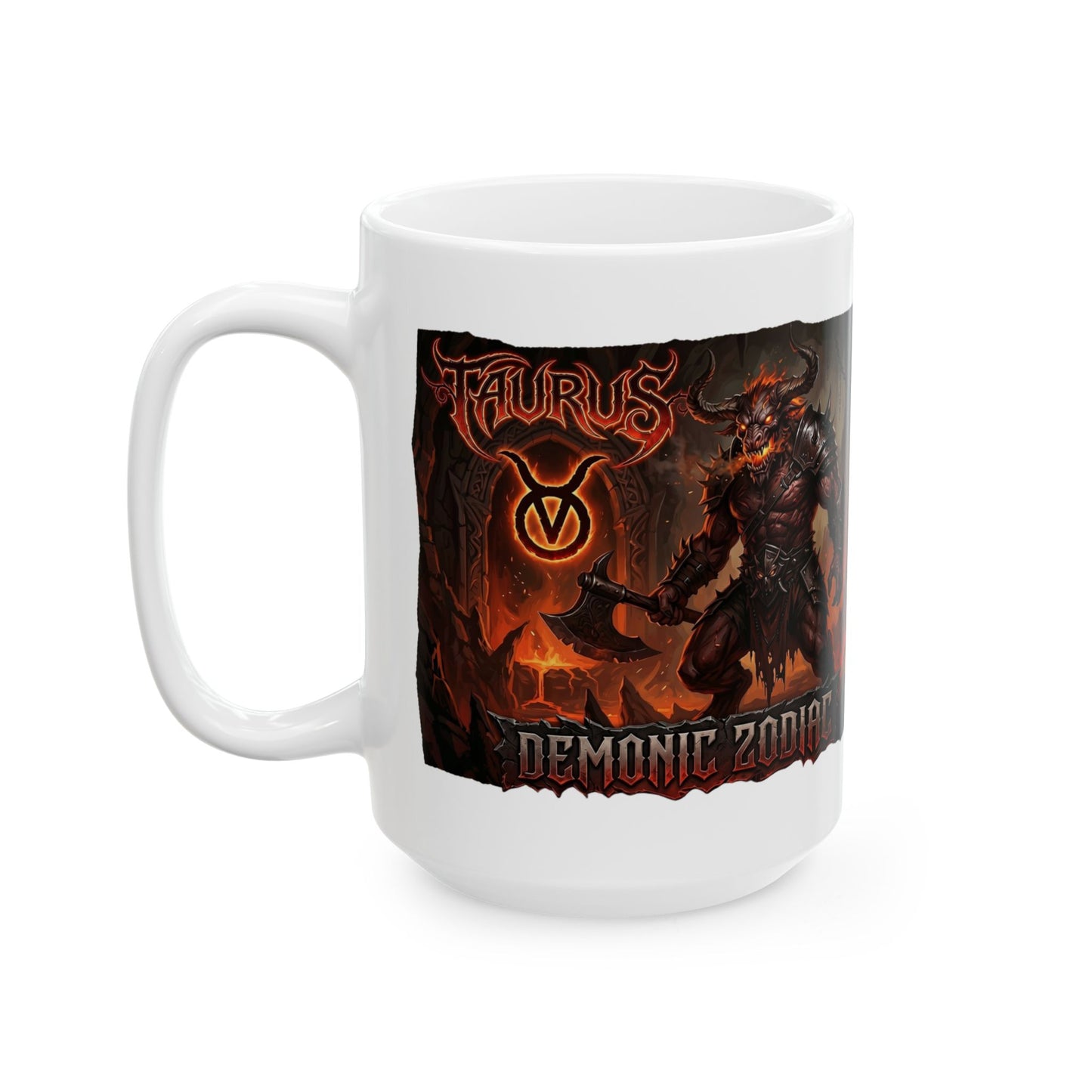 Taurus Zodiac Demon Mug - Fiery Astrological Coffee Cup (11oz/15oz)