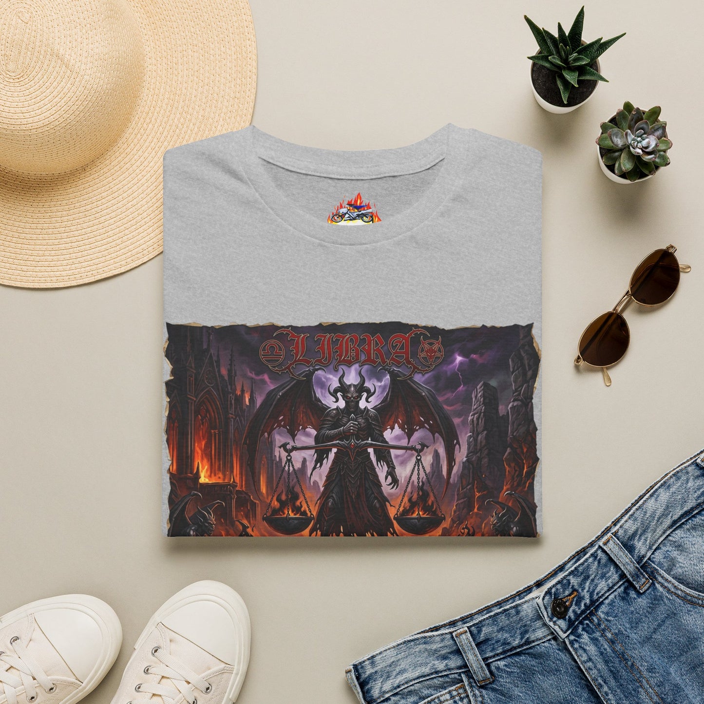 Gothic Demon Libra T-Shirt — Dark Fantasy Angel of Justice Graphic Tee