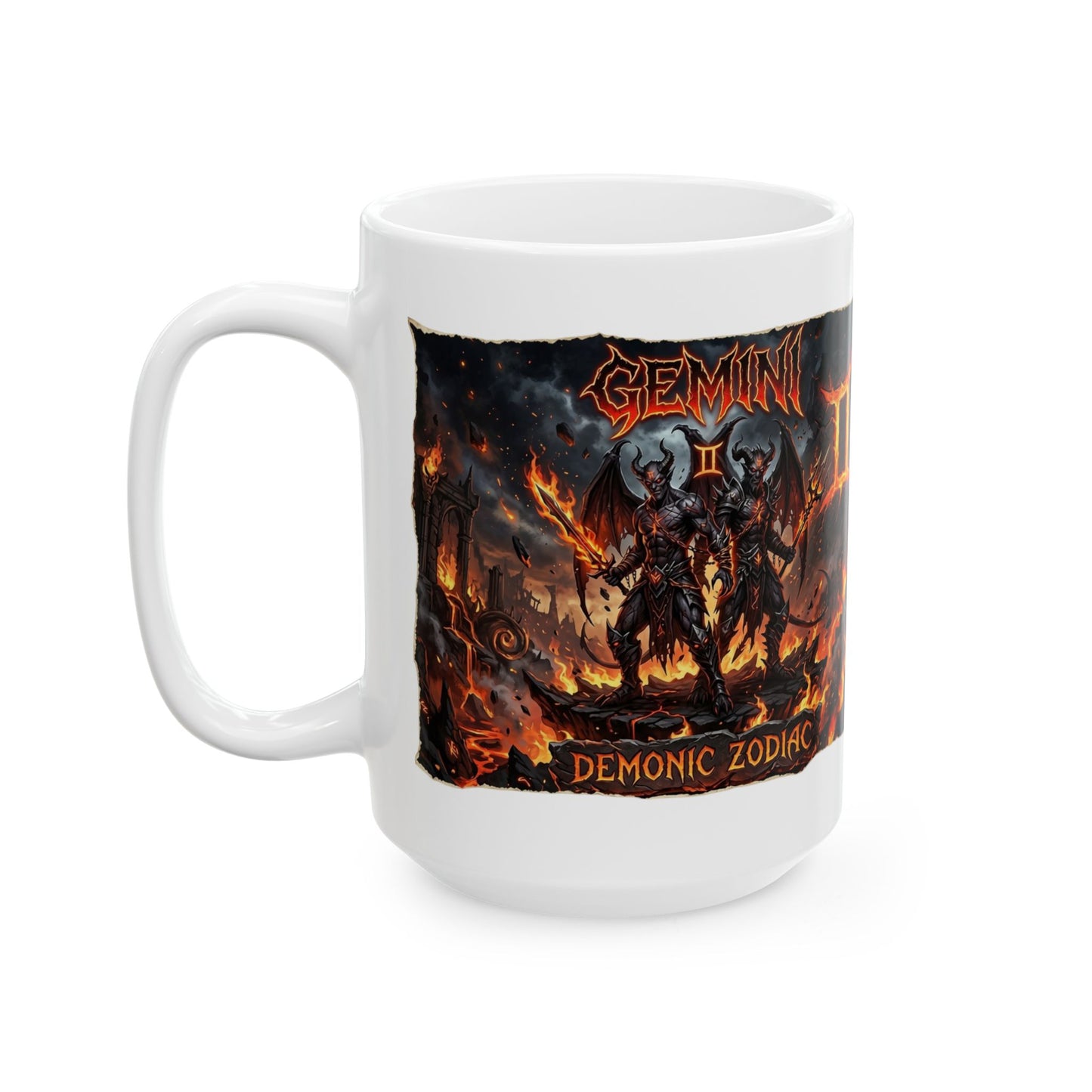 Zodiac Gemini Demons Ceramic Mug — Astrology Horoscope Coffee Cup