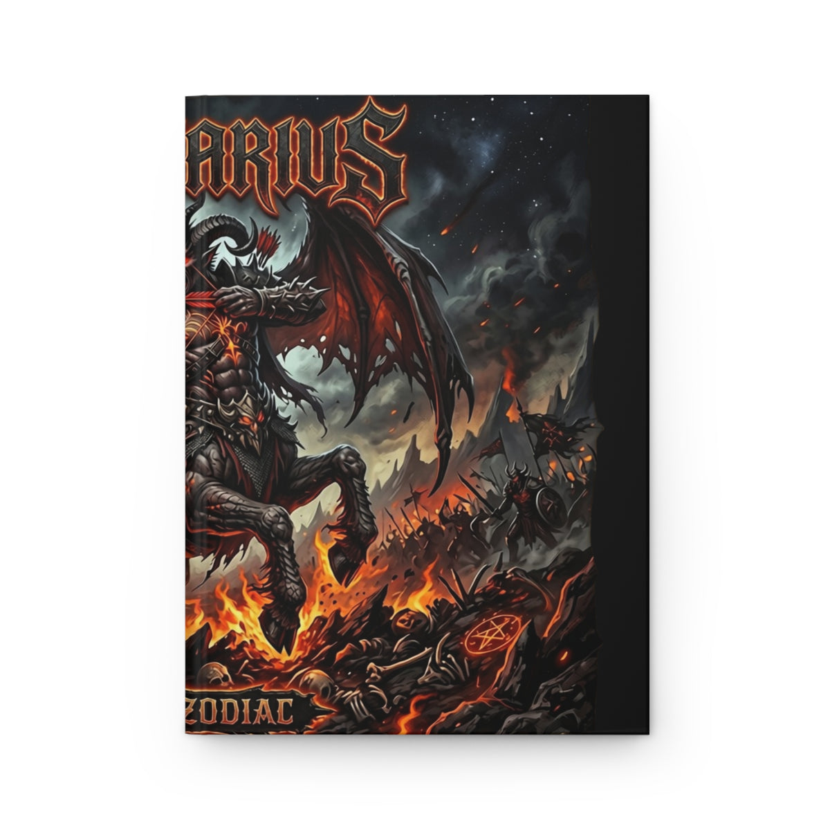 Sagittarius Demon Fire Hardcover Journal — Lined Matte Notebook for Astrology & Gothic Art Fans