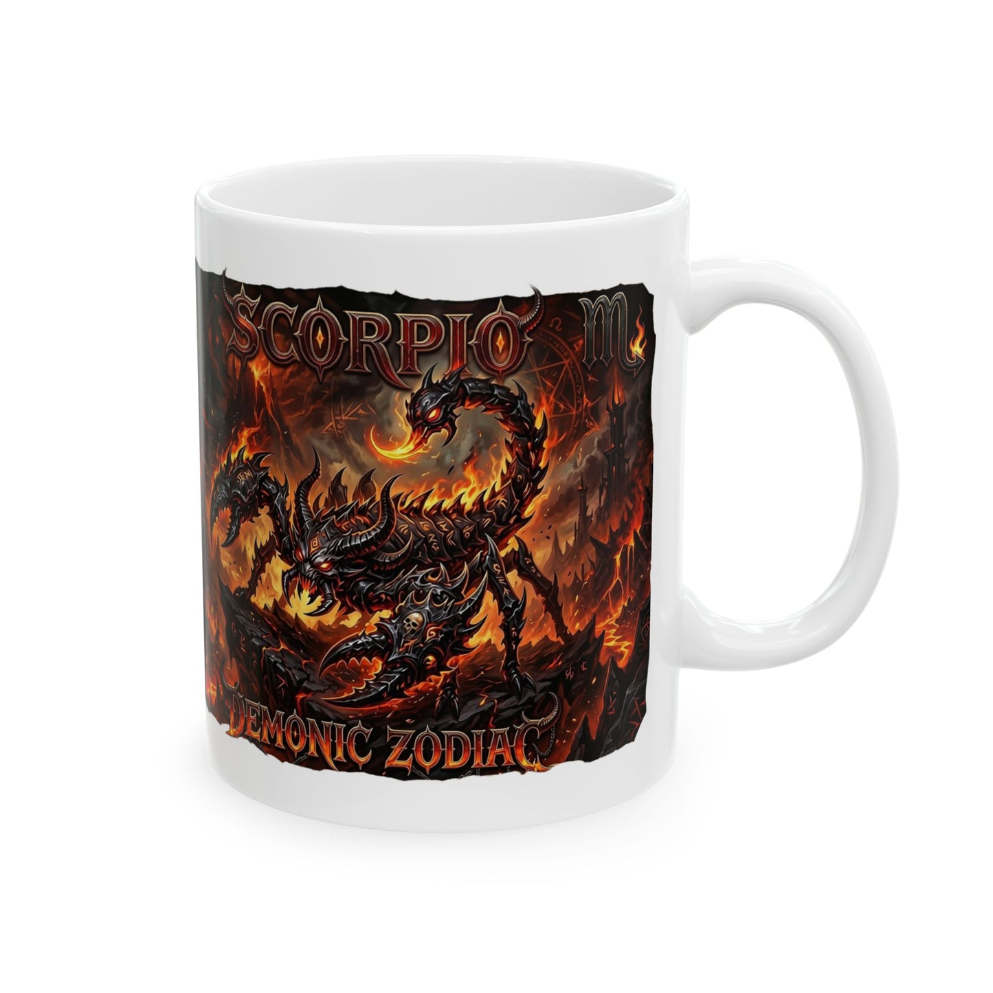 Demonic Scorpio Ceramic Mug — Fiery Gothic Coffee Cup (11oz & 15oz)