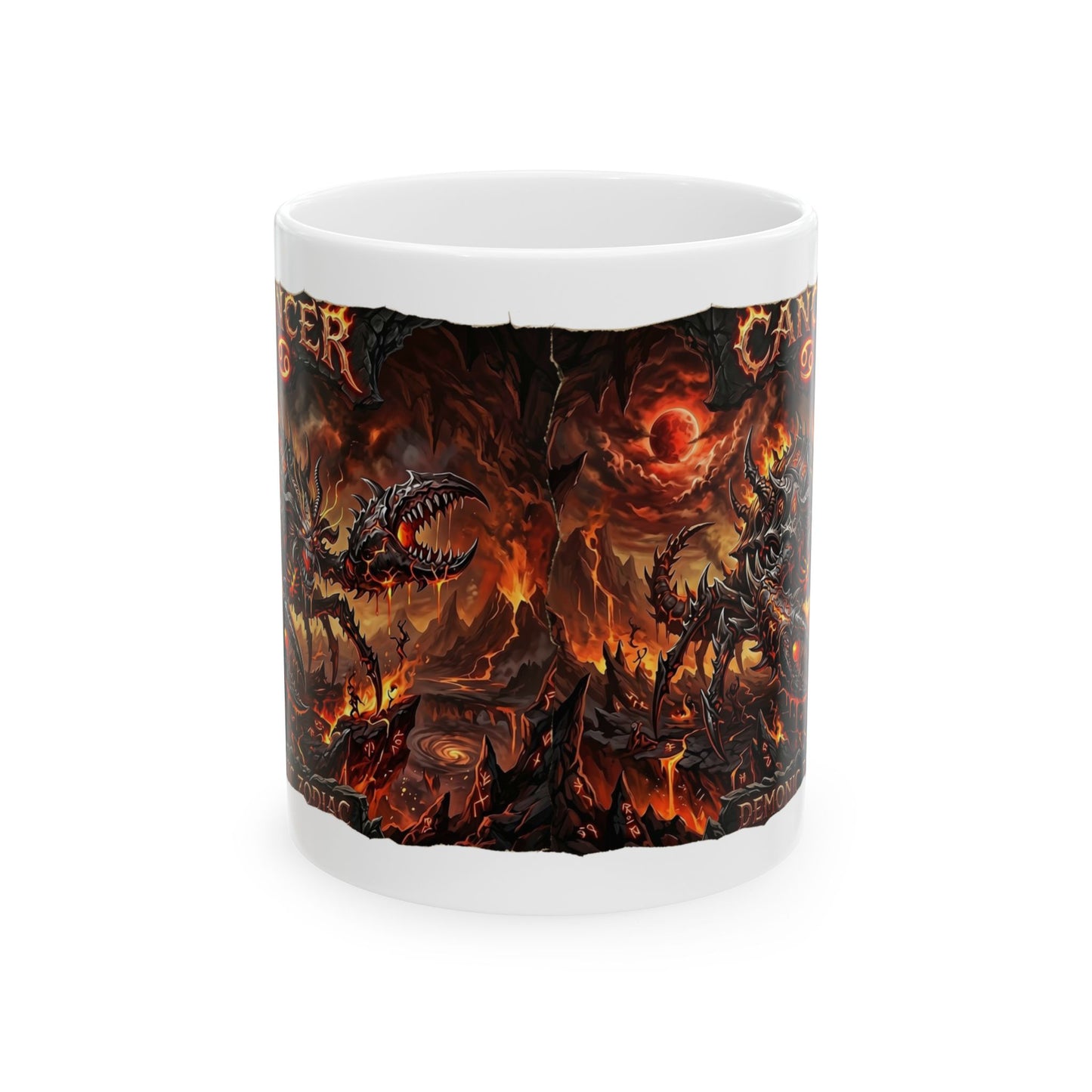 Demonic Cancer Ceramic Mug — Fiery Demon Design (11oz/15oz)