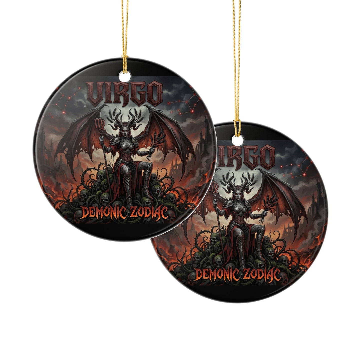 Virgo Demonic Zodiac Ceramic Ornament — Gothic Astrology Décor