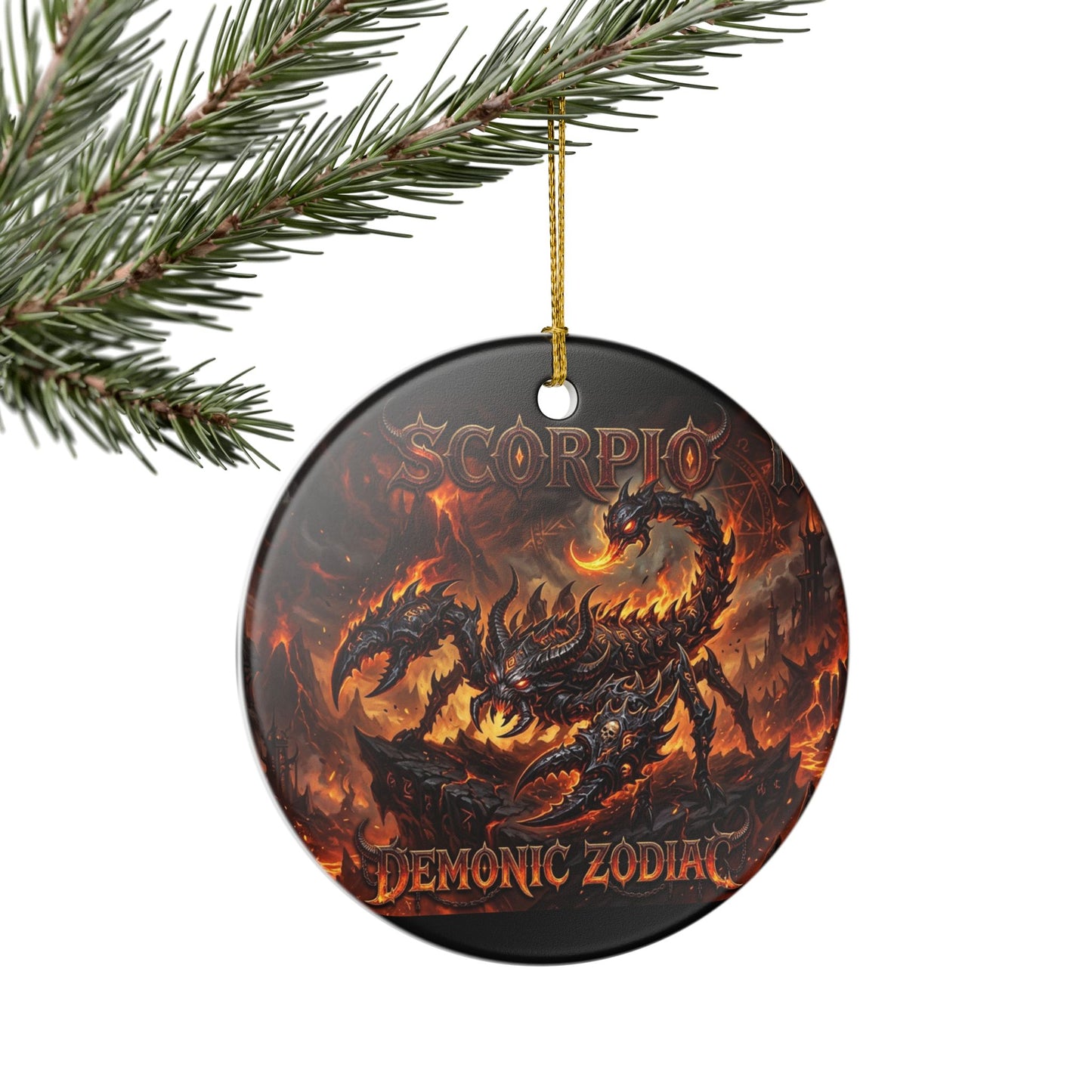 Scorpio Demonic Zodiac Ceramic Ornament — Fiery Scorpion Astrology Decor
