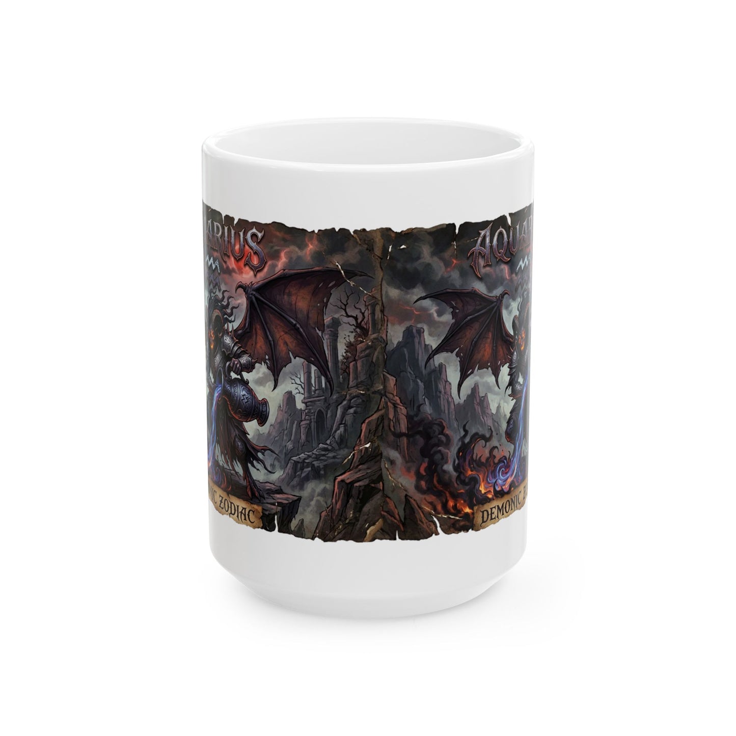 Demonic Aquarius Ceramic Mug (11oz/15oz) — Dark Gothic Fantasy Coffee Cup