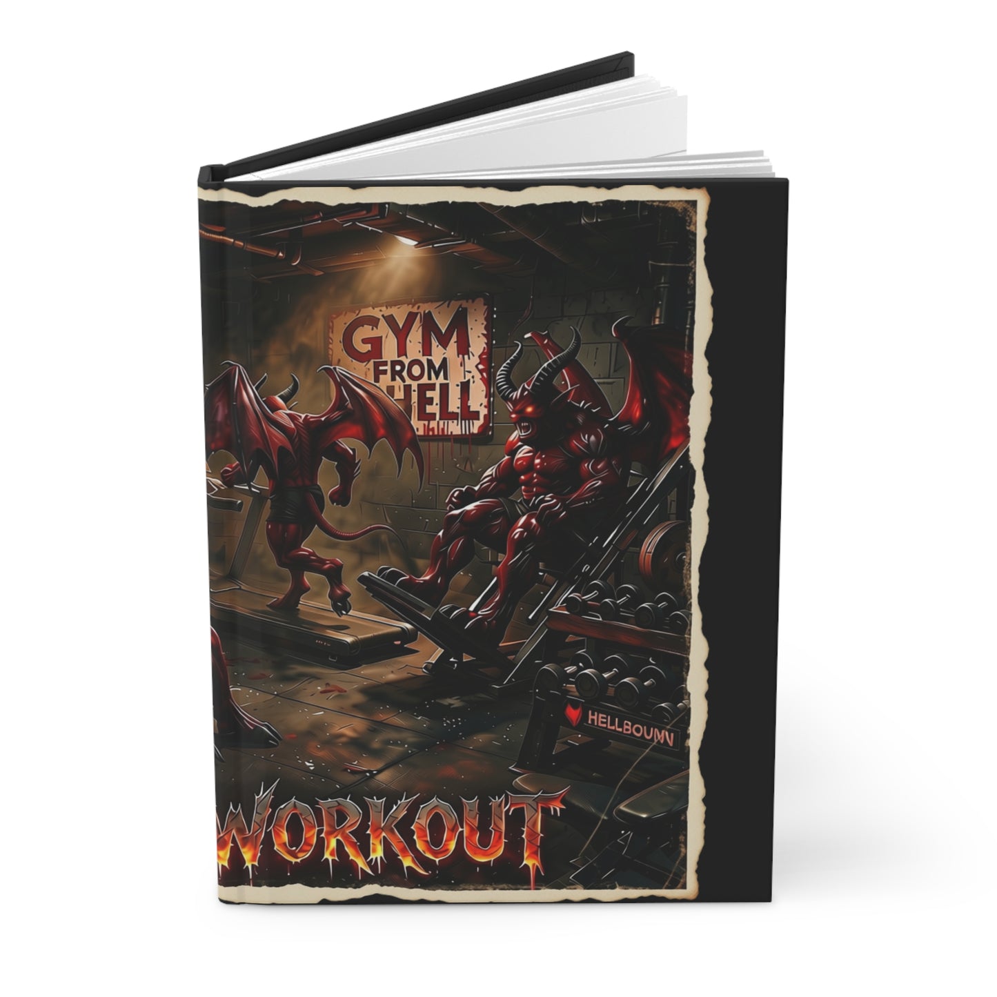 Gym From Hell Workout Hardcover Journal — Demonic Weightlifting Lined Notebook