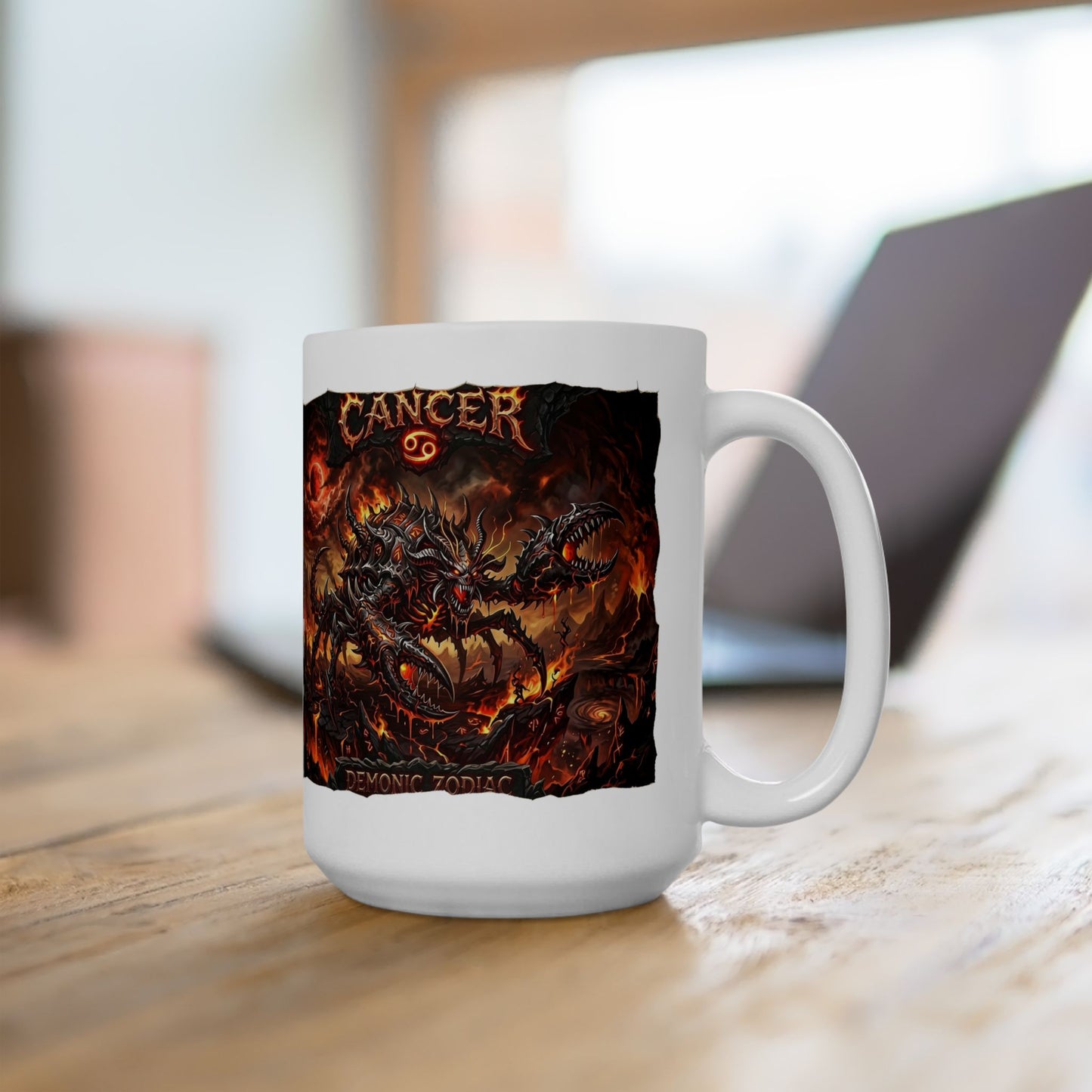 Demonic Cancer Ceramic Mug — Fiery Demon Design (11oz/15oz)