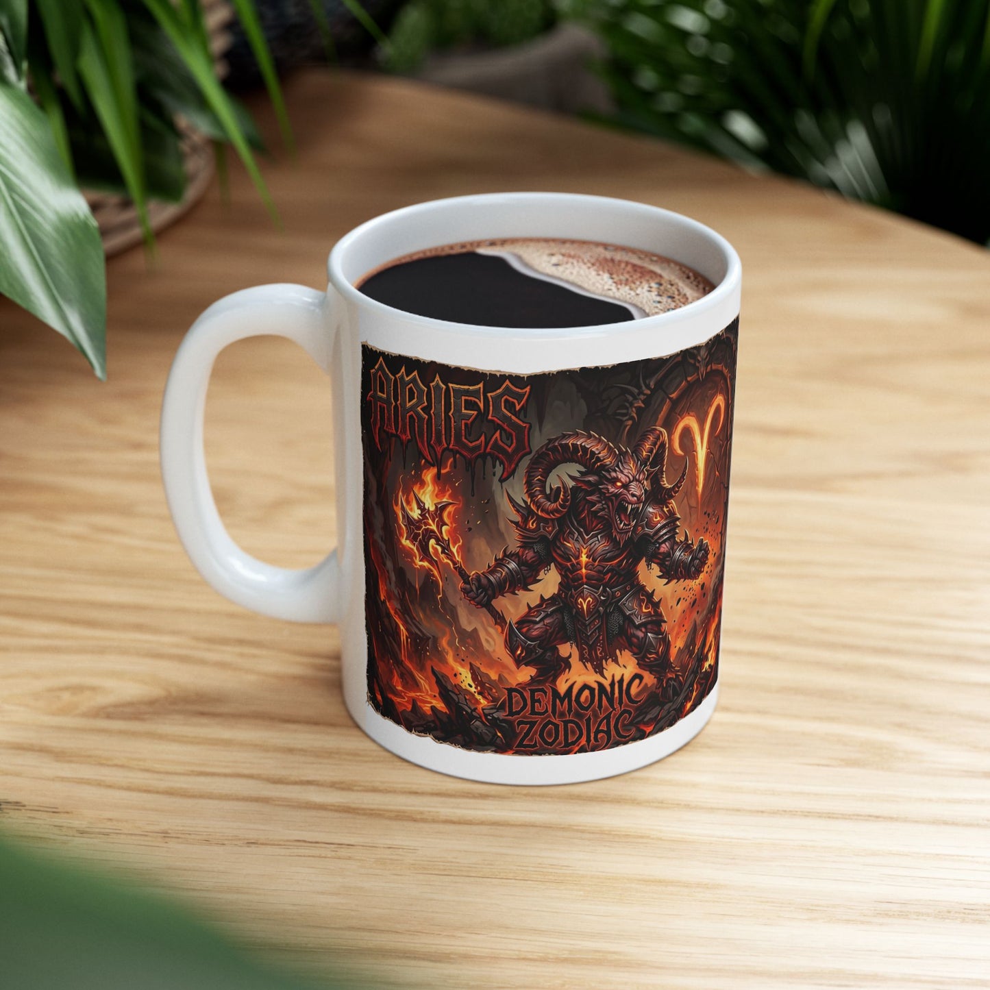 Aries Flame Gothic Ceramic Mug — Zodiac Fire Sign Coffee Cup (11oz & 15oz)