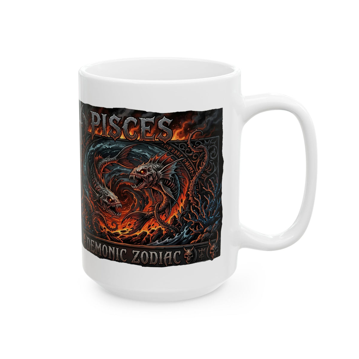 Dark Fantasy Pisces Mug — Gothic Creature Ceramic Coffee Cup (11oz/15oz)