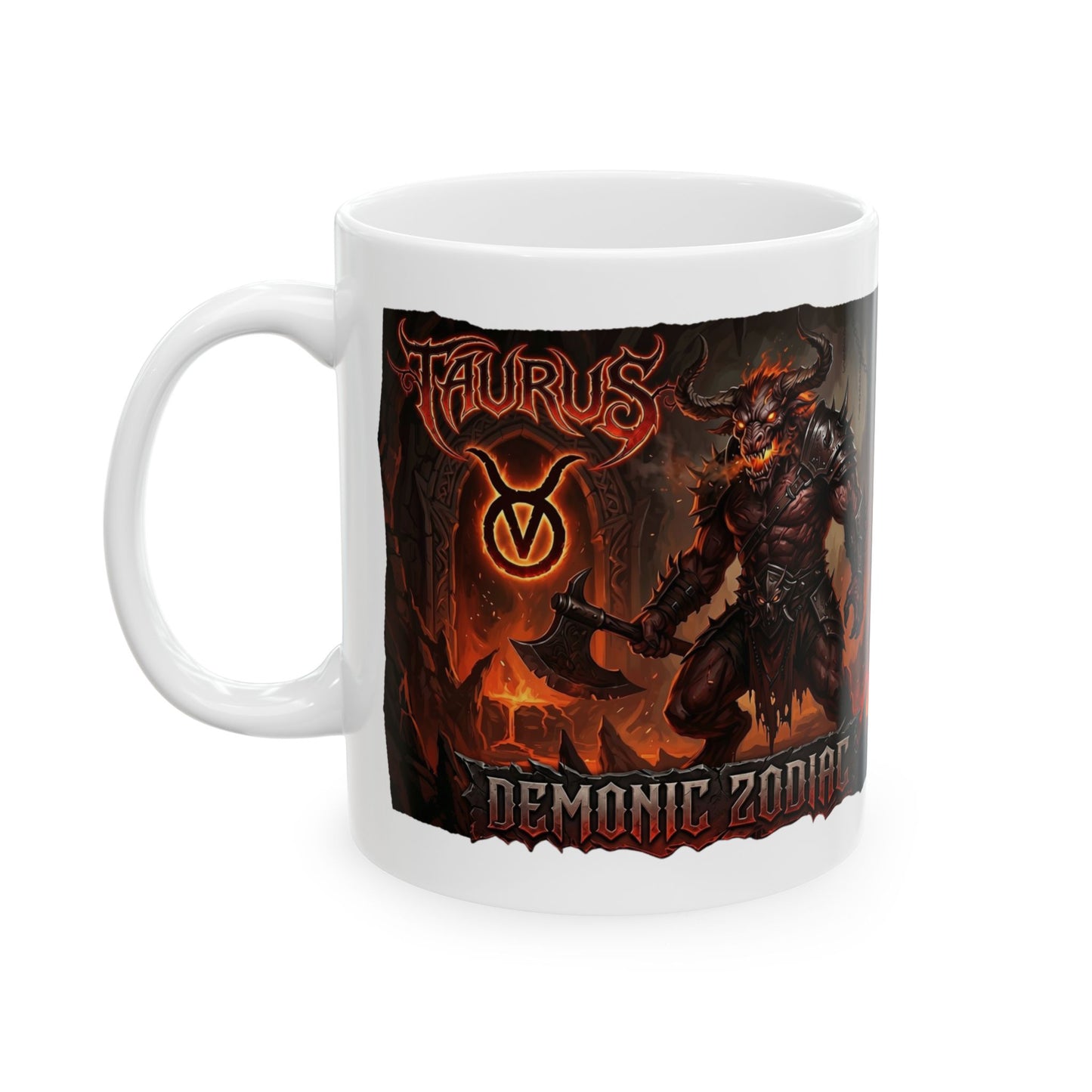 Taurus Zodiac Demon Mug - Fiery Astrological Coffee Cup (11oz/15oz)