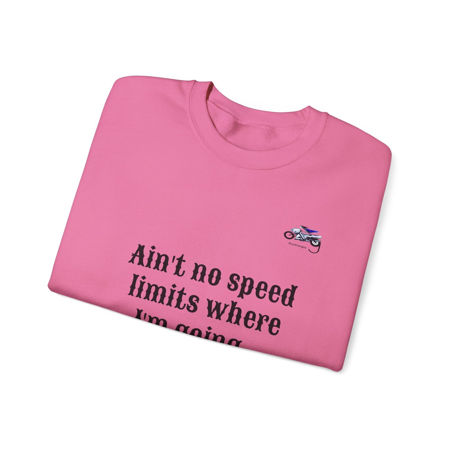 Ain't No Speed Limits Crewneck Sweatshirt - Stylish Pink Motorbike Design