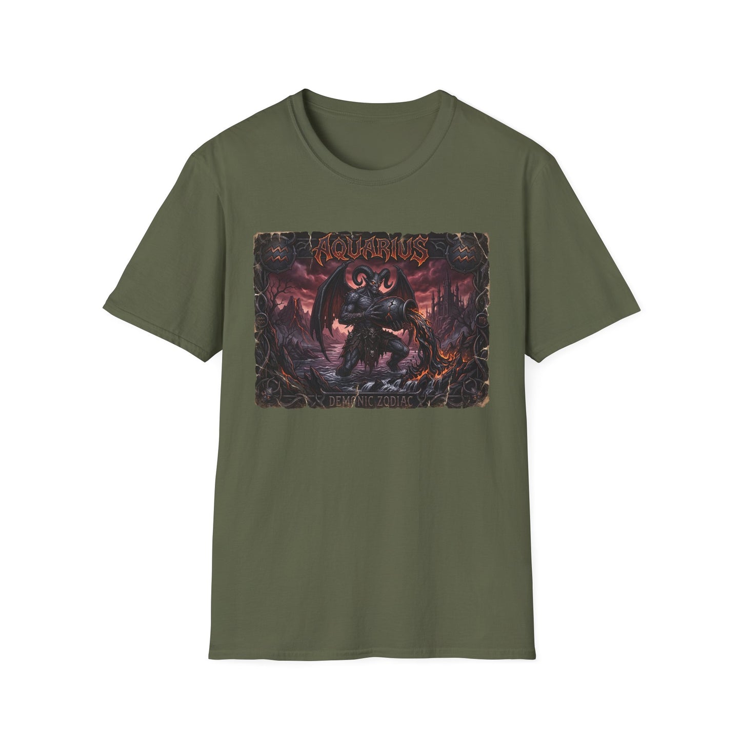 Aquarius Demon Graphic T-Shirt — Dark Gothic Zodiac Tee