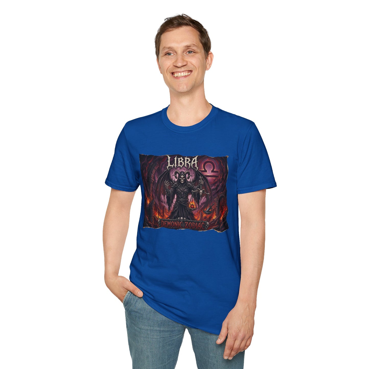 Libra Zodiac T-Shirt — Gothic Demon Astrology Tee with Libra Symbol
