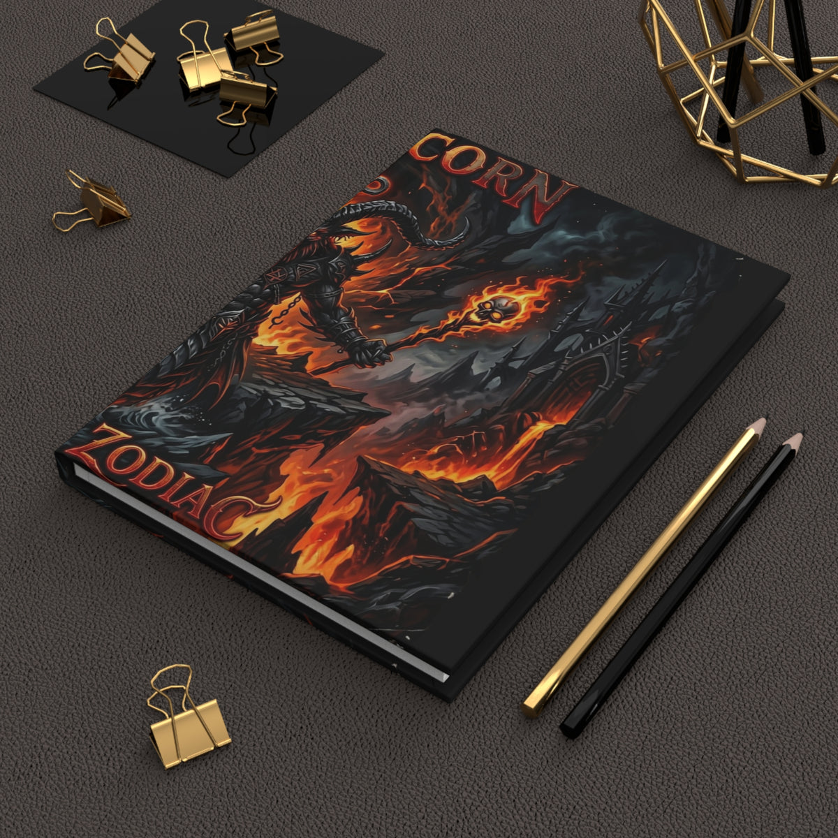 Capricorn Demon Gothic Hardcover Journal — Lined Matte Notebook