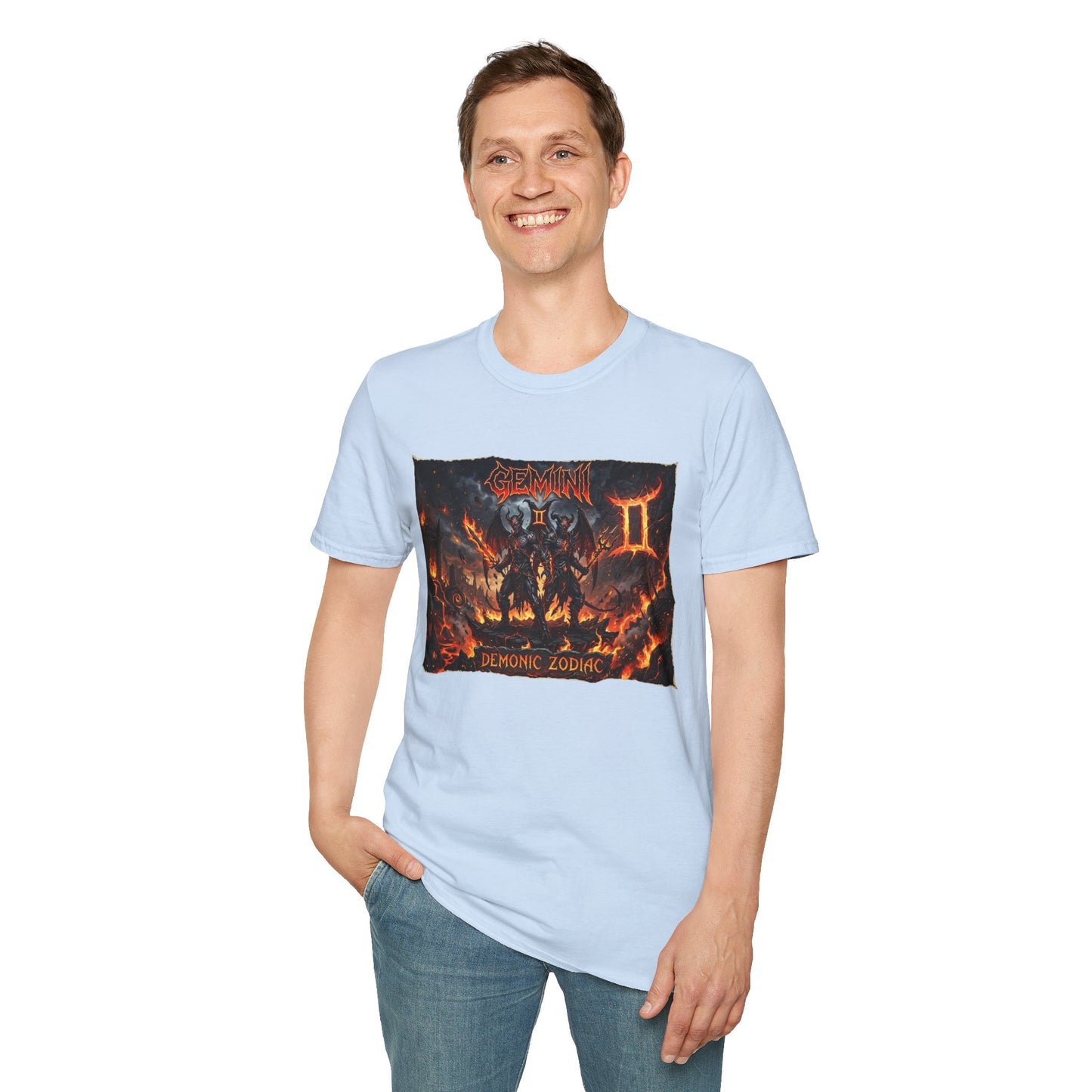 Gemini II Zodiac T‑Shirt — Dark Flames Astrology Tee