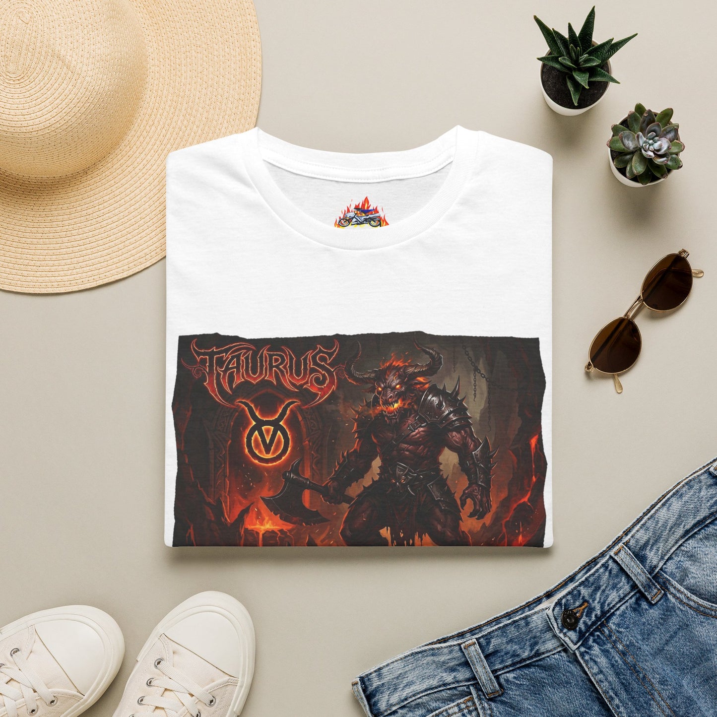 Taurus Demon T‑Shirt — Fiery Demon Warrior Astrology Tee