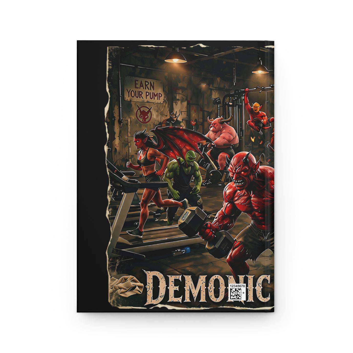 Demonic Gym Workout Hardcover Journal — 'Pain Is Gain' Fitness Notebook
