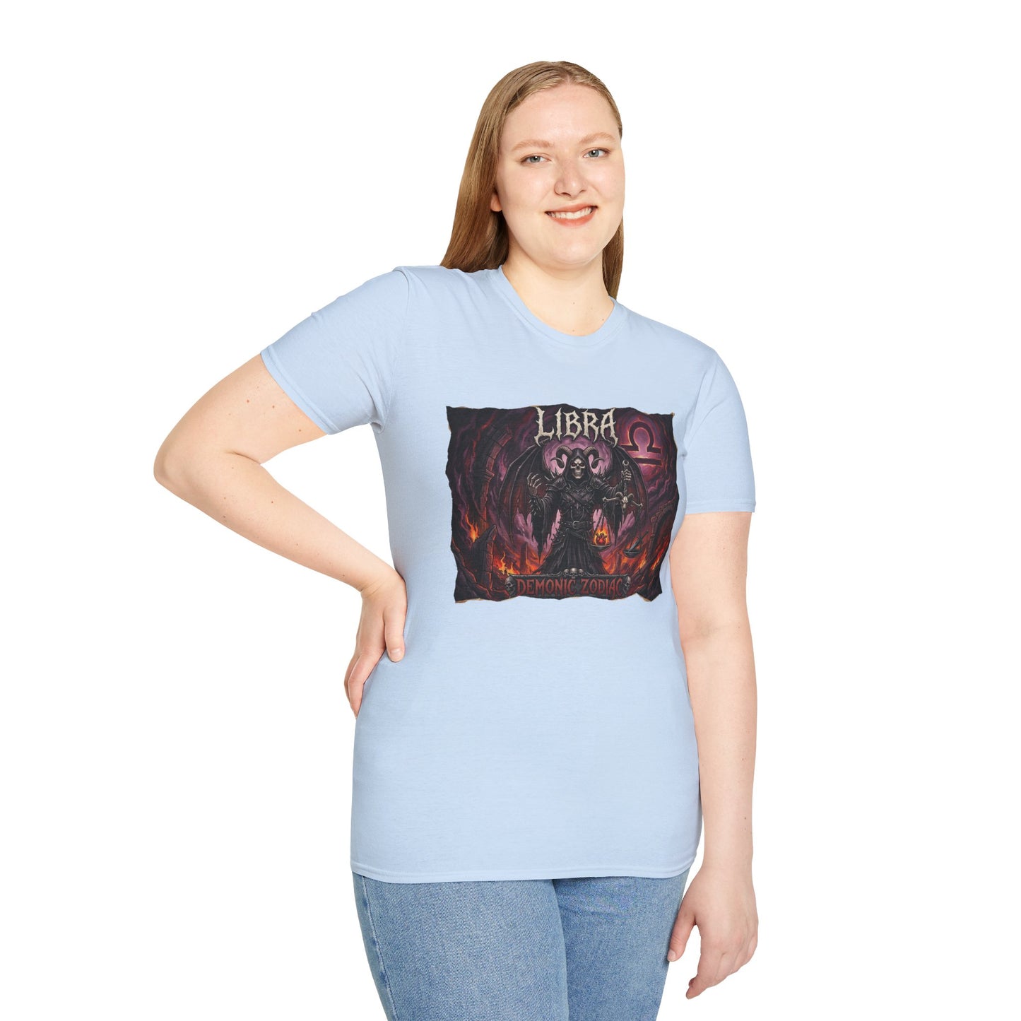 Libra Zodiac T-Shirt — Gothic Demon Astrology Tee with Libra Symbol