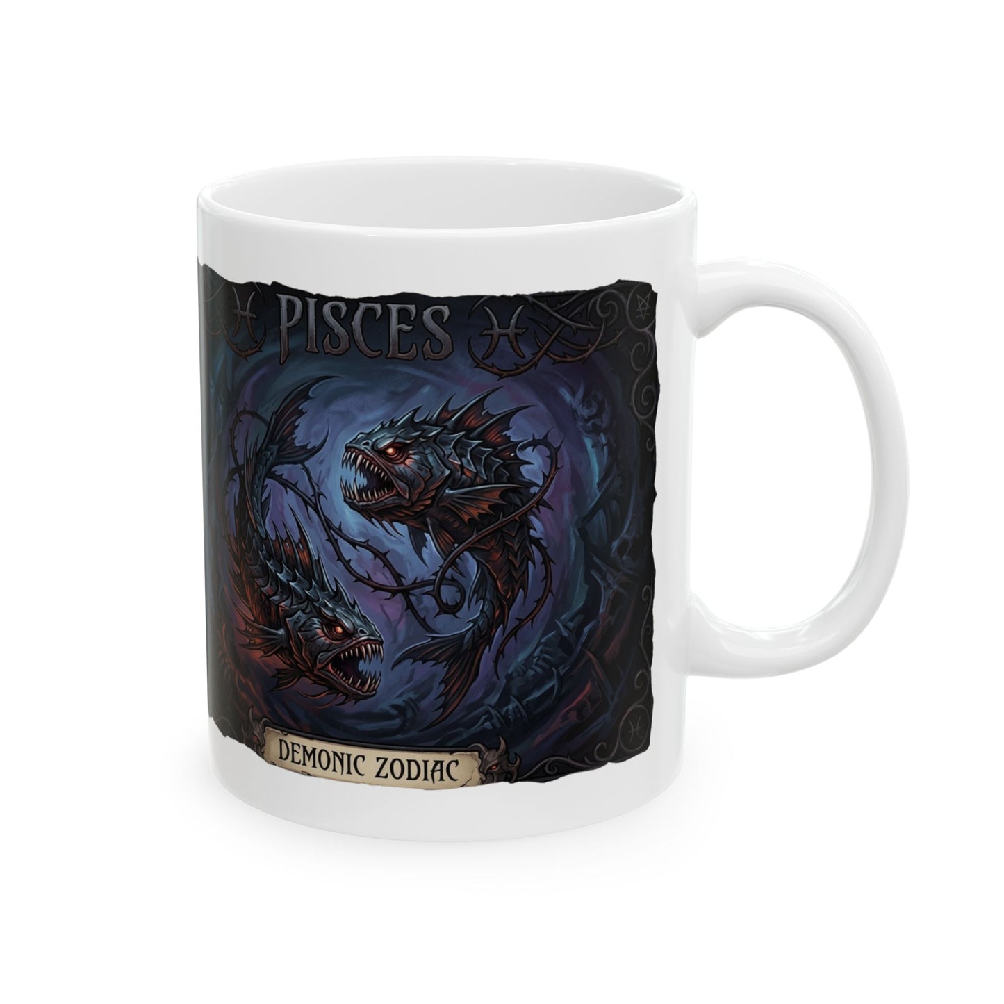 Dark Fantasy Pisces Mug — Gothic Creature Ceramic Coffee Cup (11oz/15oz)