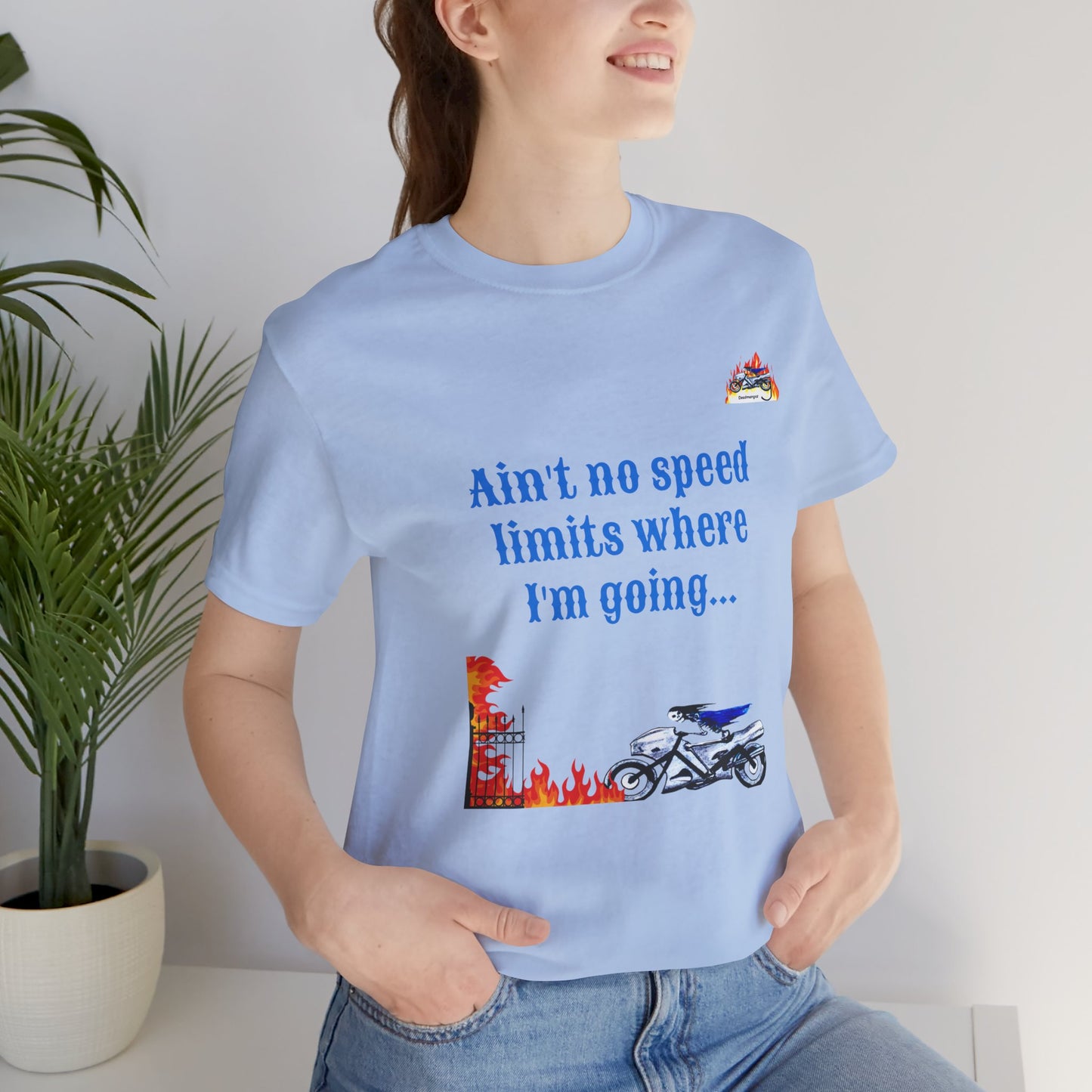 Ain't No Speed Limits Graphic Tee - Unisex Jersey Short Sleeve Shirt for Motorbike Lovers