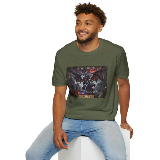 Aquarius Demon Art T-Shirt — Gothic Zodiac Graphic Tee