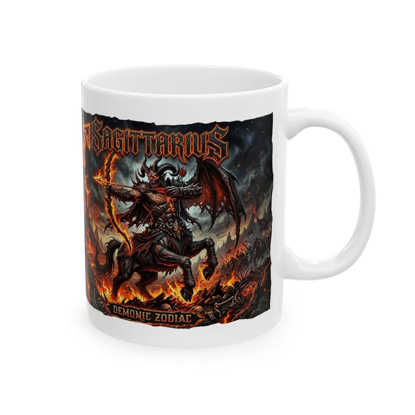 Demonic Sagittarius Ceramic Mug (11oz/15oz) — Demon & Inferno Art Coffee Cup