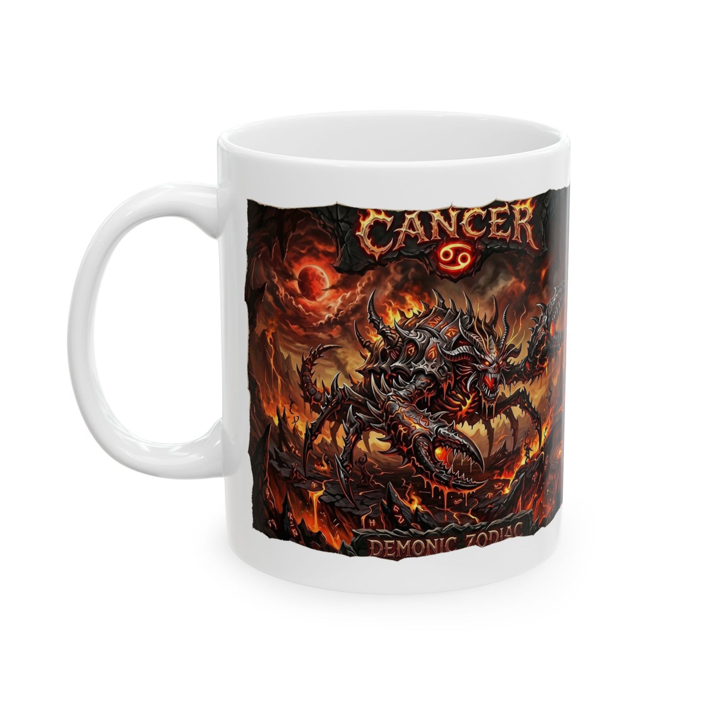 Demonic Cancer Ceramic Mug — Fiery Demon Design (11oz/15oz)