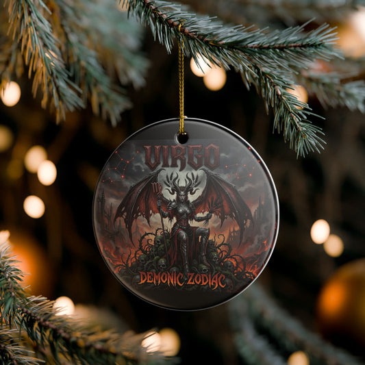 Virgo Demonic Zodiac Ceramic Ornament — Gothic Astrology Décor