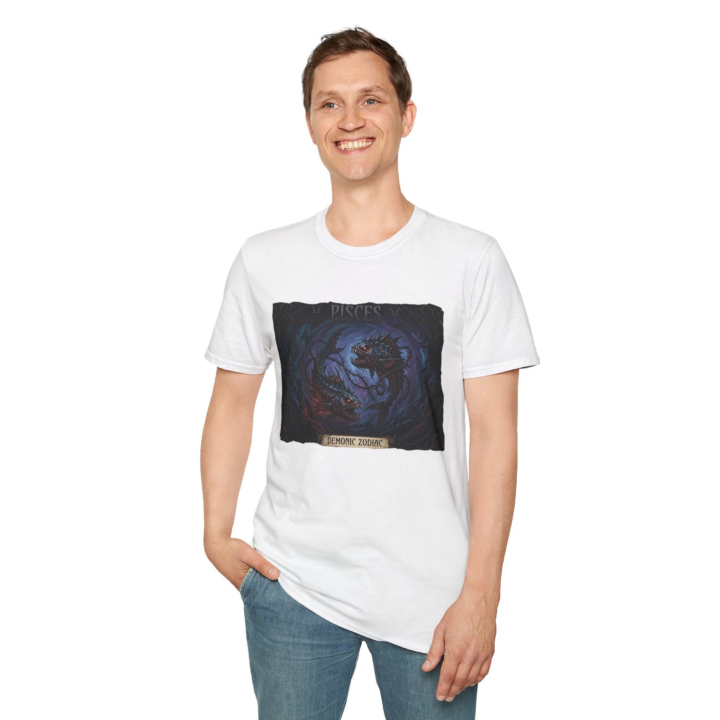 Pisces Zodiac T-Shirt — Dark Mythic Fish Astrology Tee