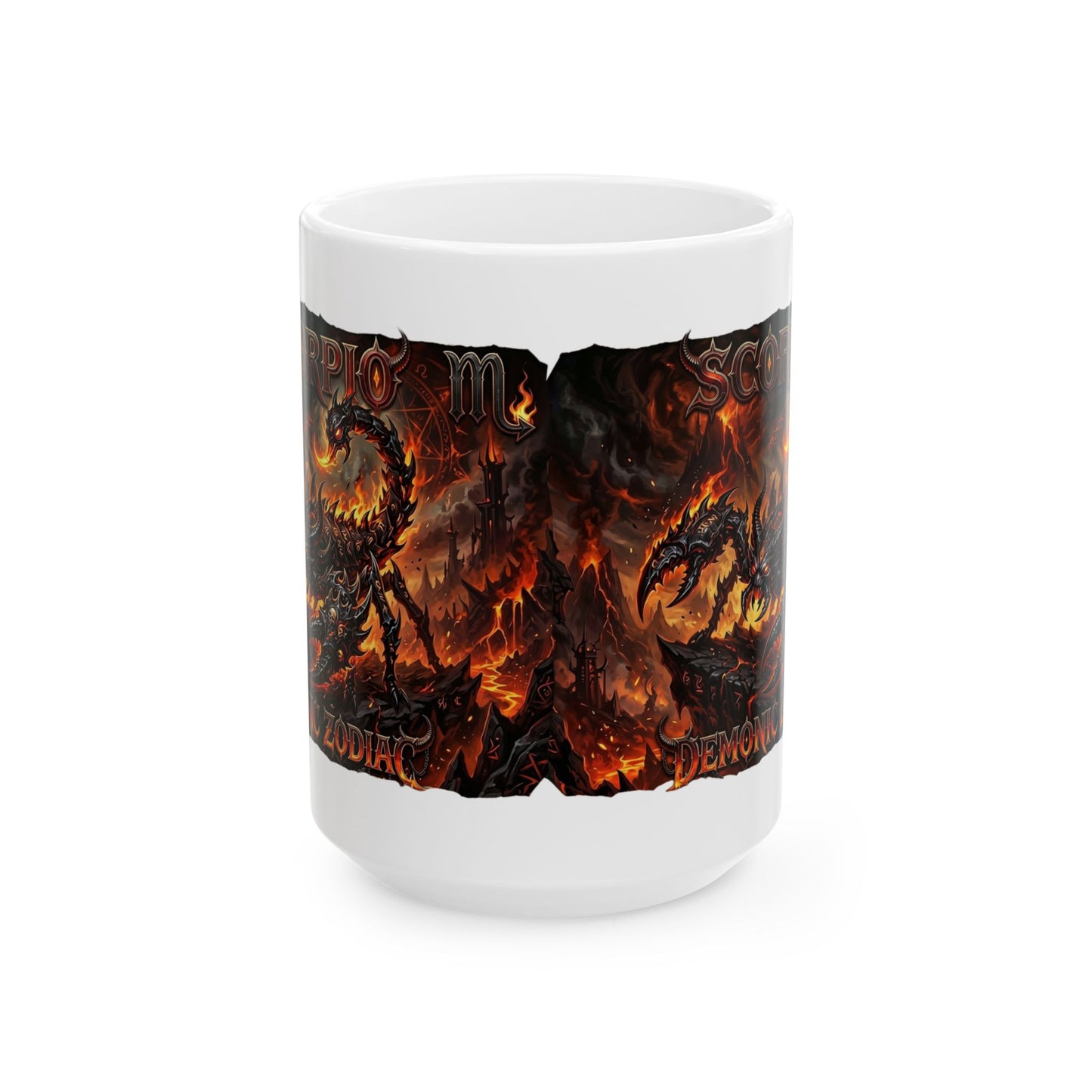 Demonic Scorpio Ceramic Mug — Fiery Gothic Coffee Cup (11oz & 15oz)