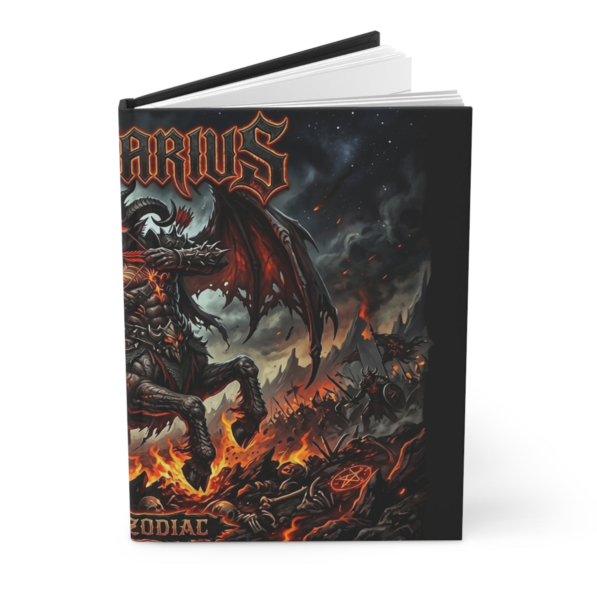 Sagittarius Demon Fire Hardcover Journal — Lined Matte Notebook for Astrology & Gothic Art Fans