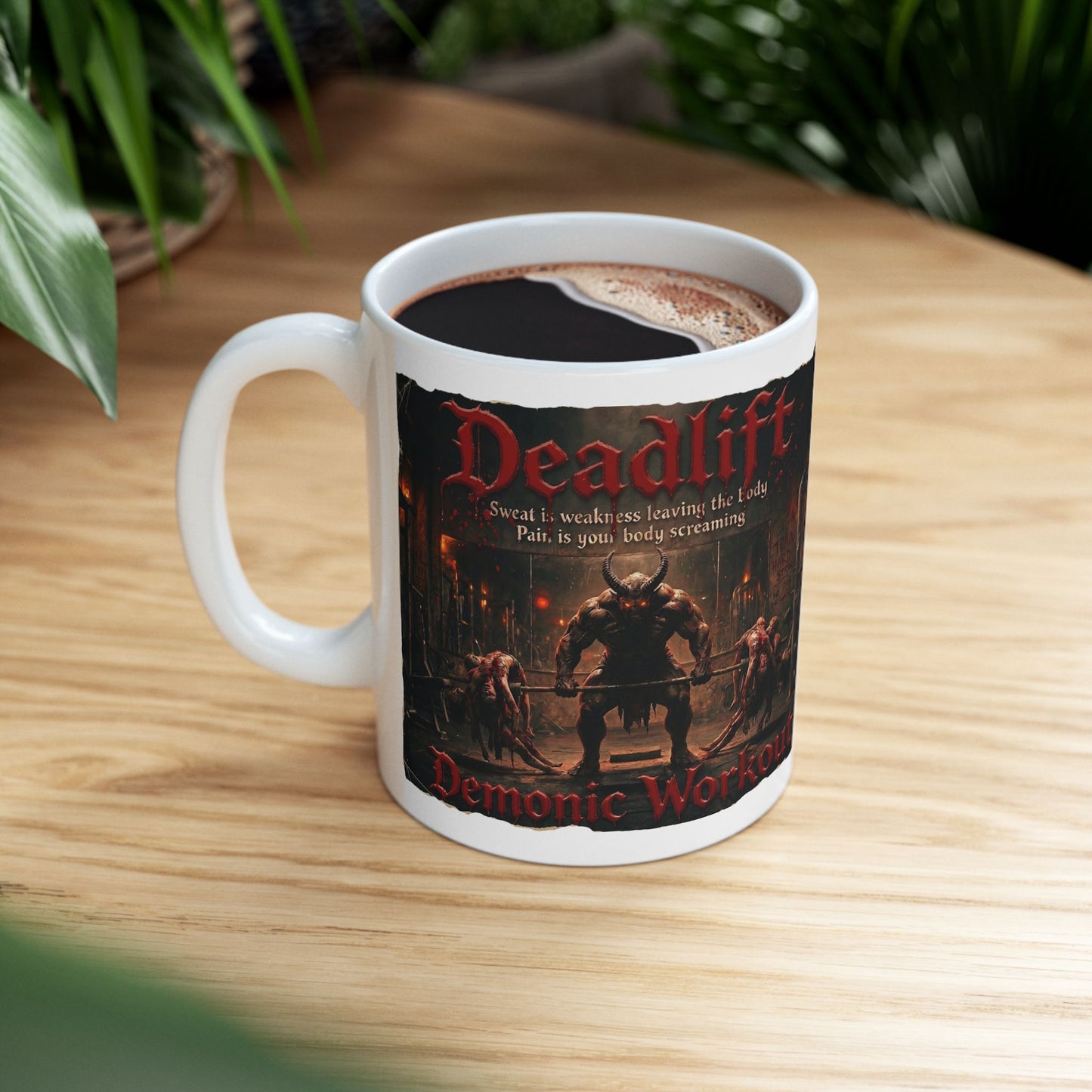 Demonic Gym Ceramic Mug (11oz & 15oz) — Dark Workout Art Coffee Cup