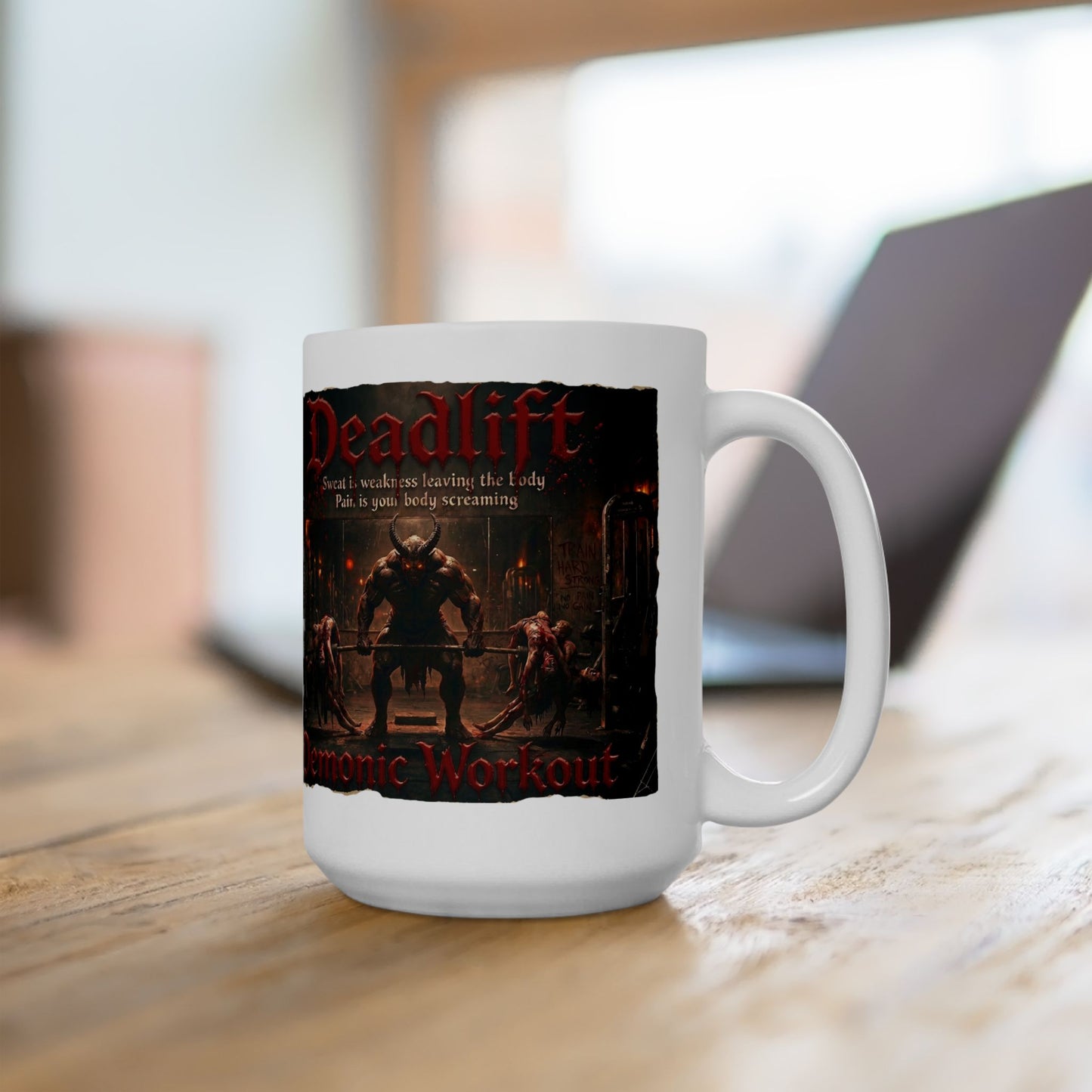 Demonic Gym Ceramic Mug (11oz & 15oz) — Dark Workout Art Coffee Cup