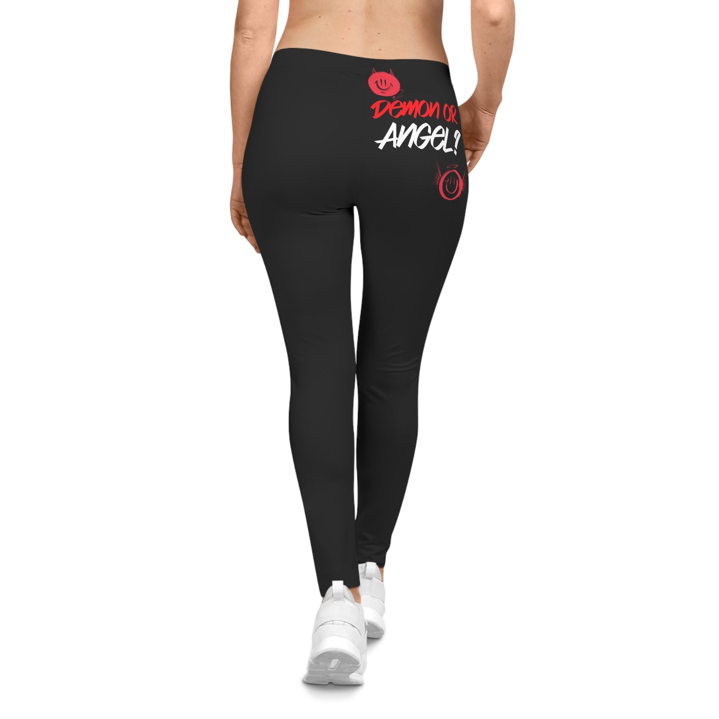Demon or Angel? Women's Black Graphic Leggings