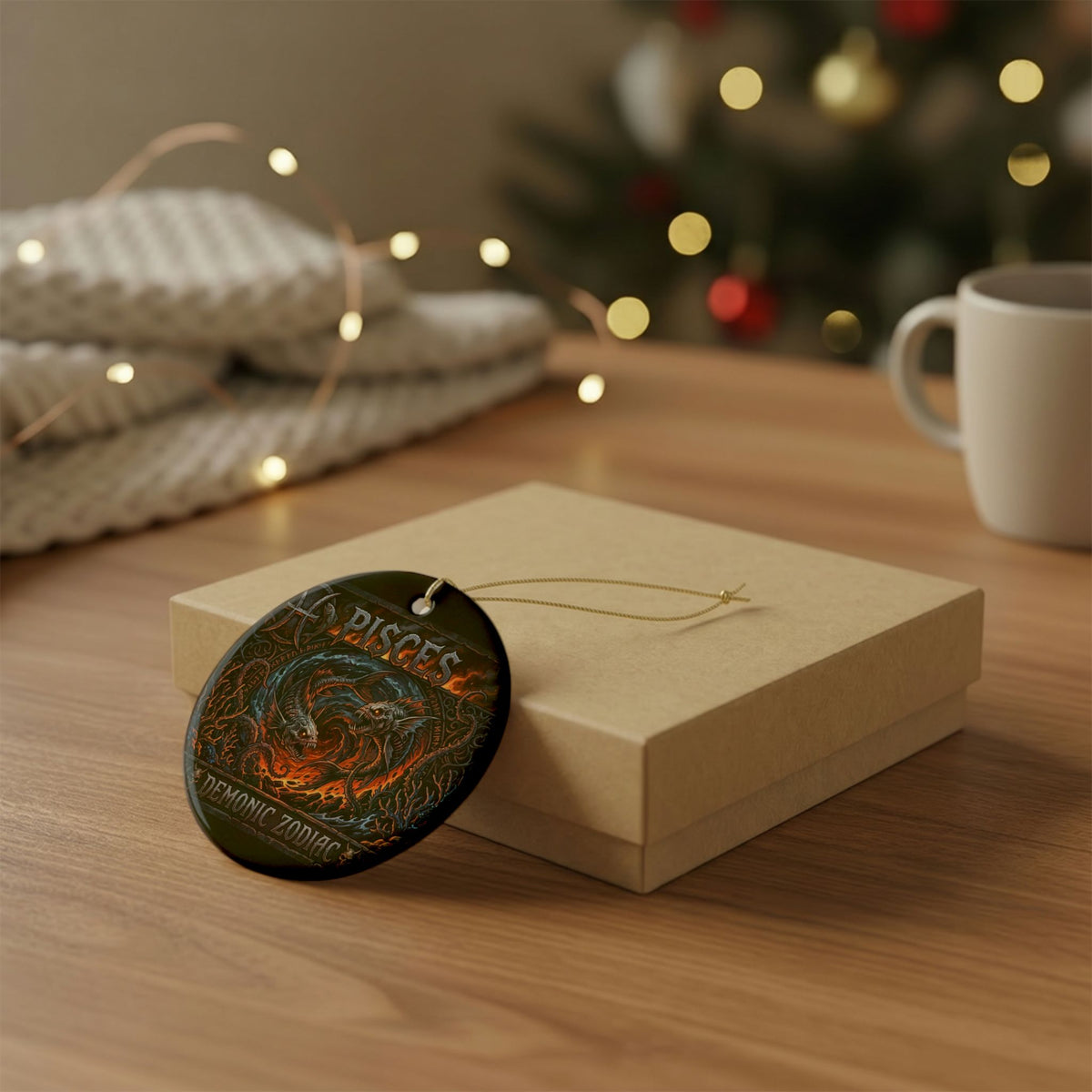 Pisces Ceramic Ornament — Demonic Zodiac Fish Decorative Hanging Ornament