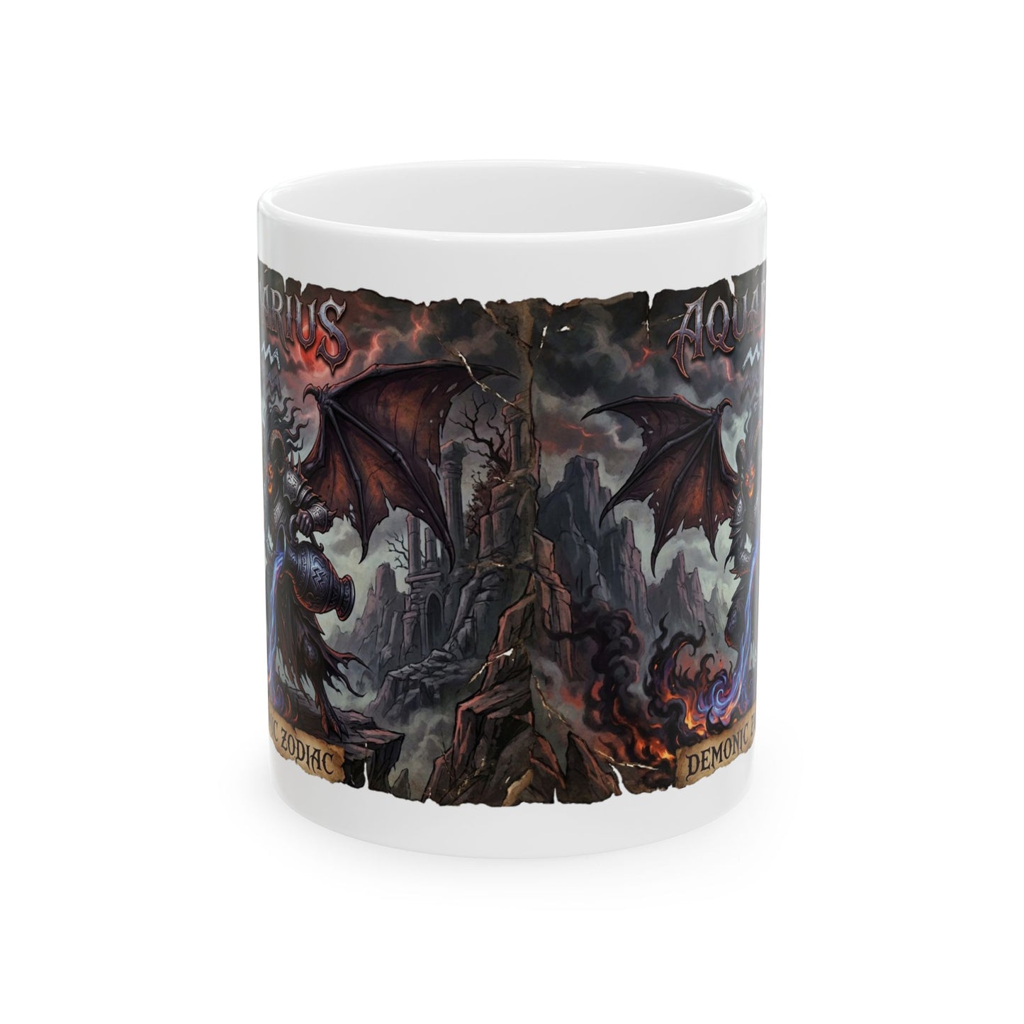 Demonic Aquarius Ceramic Mug (11oz/15oz) — Dark Gothic Fantasy Coffee Cup