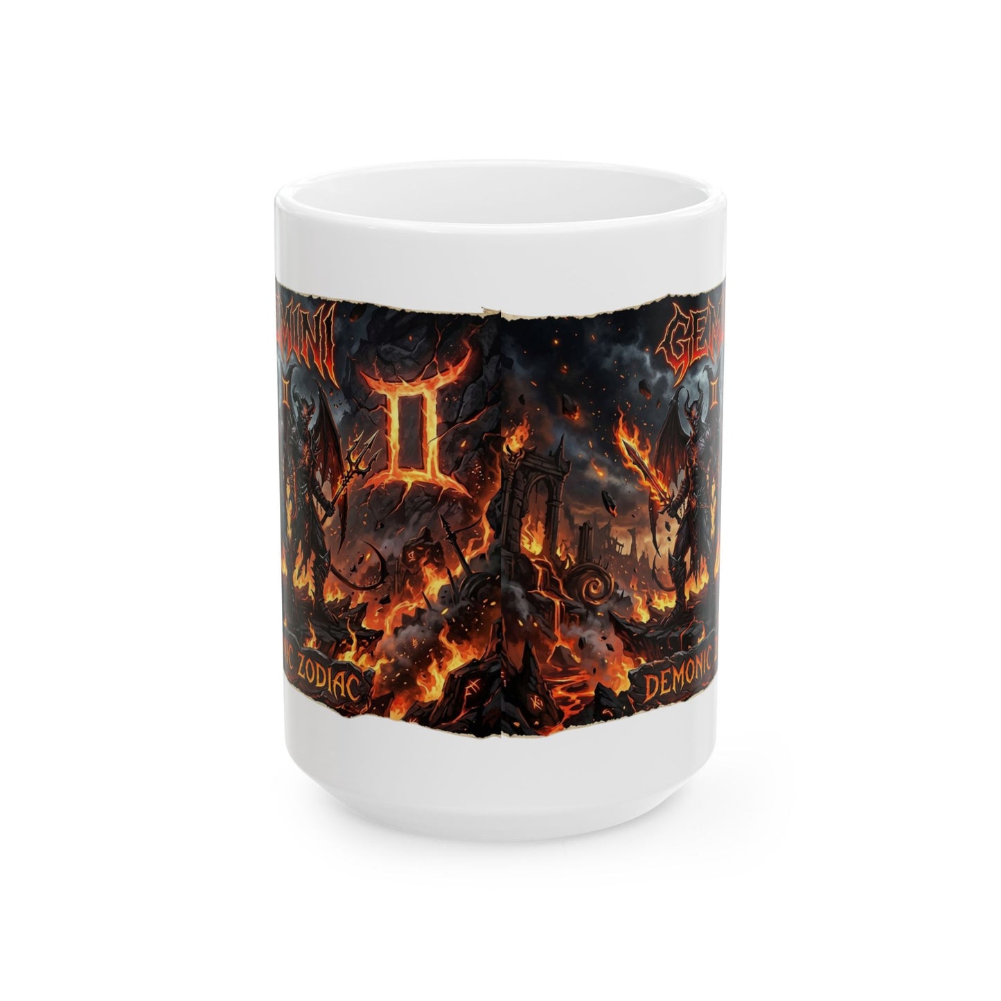 Zodiac Gemini Demons Ceramic Mug — Astrology Horoscope Coffee Cup