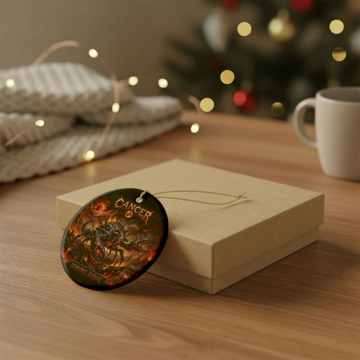 Cancer Demonic Zodiac Ceramic Ornament — Horror Crab Astrology Holiday Decoration