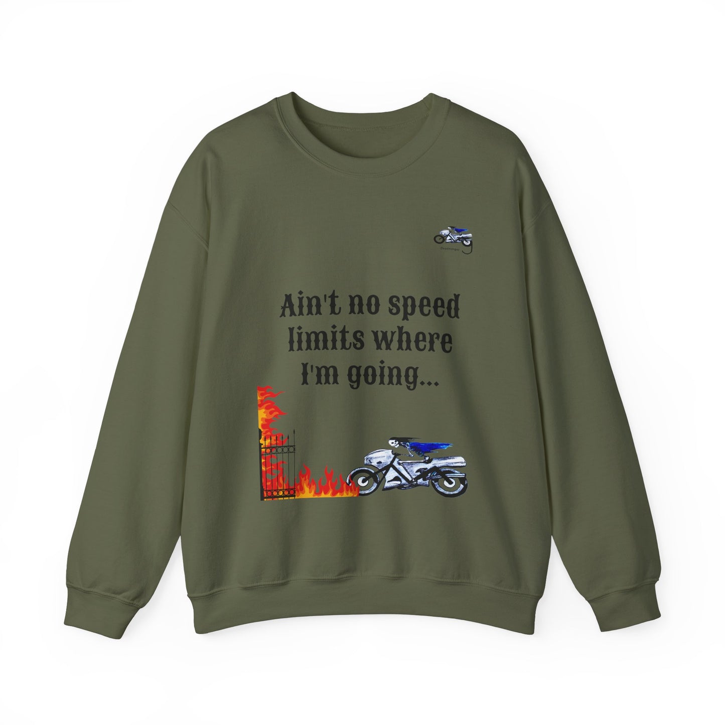 Ain't No Speed Limits Crewneck Sweatshirt - Stylish Pink Motorbike Design