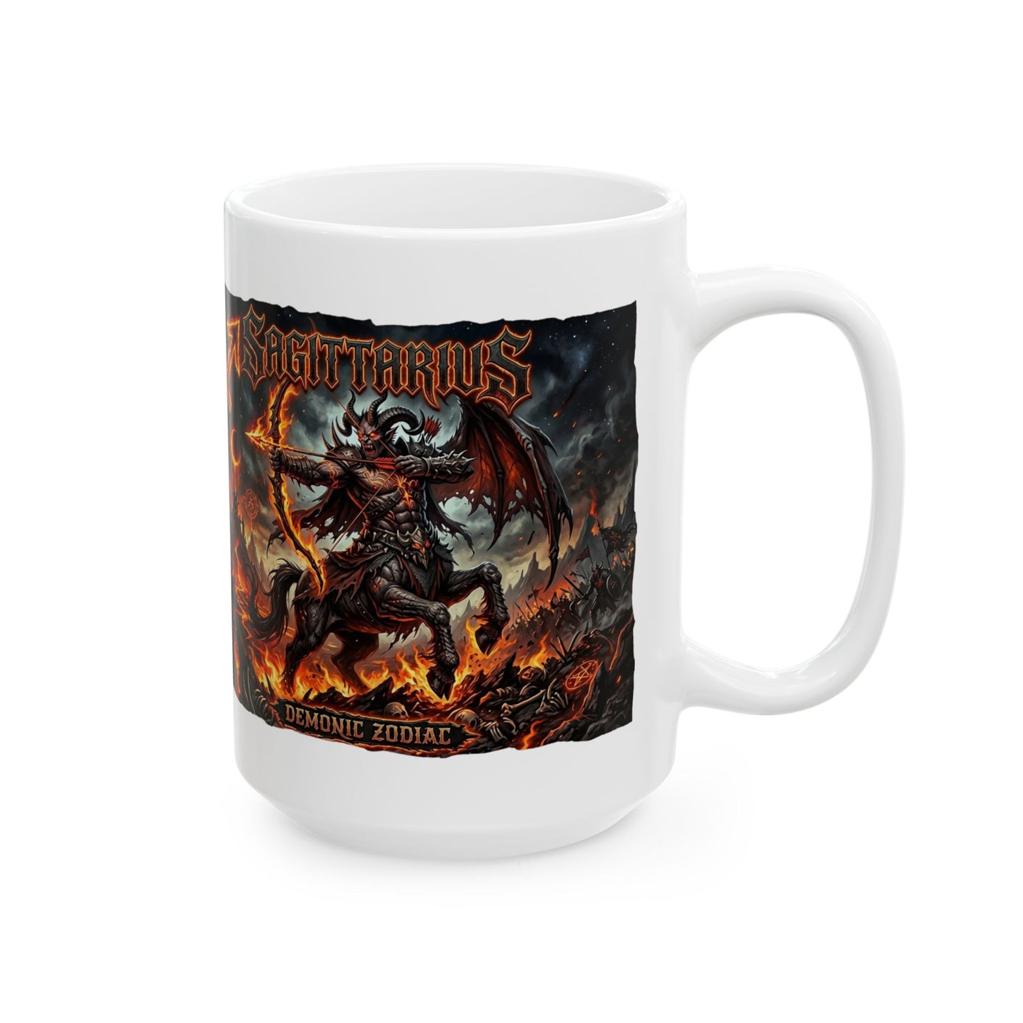 Demonic Sagittarius Ceramic Mug (11oz/15oz) — Demon & Inferno Art Coffee Cup