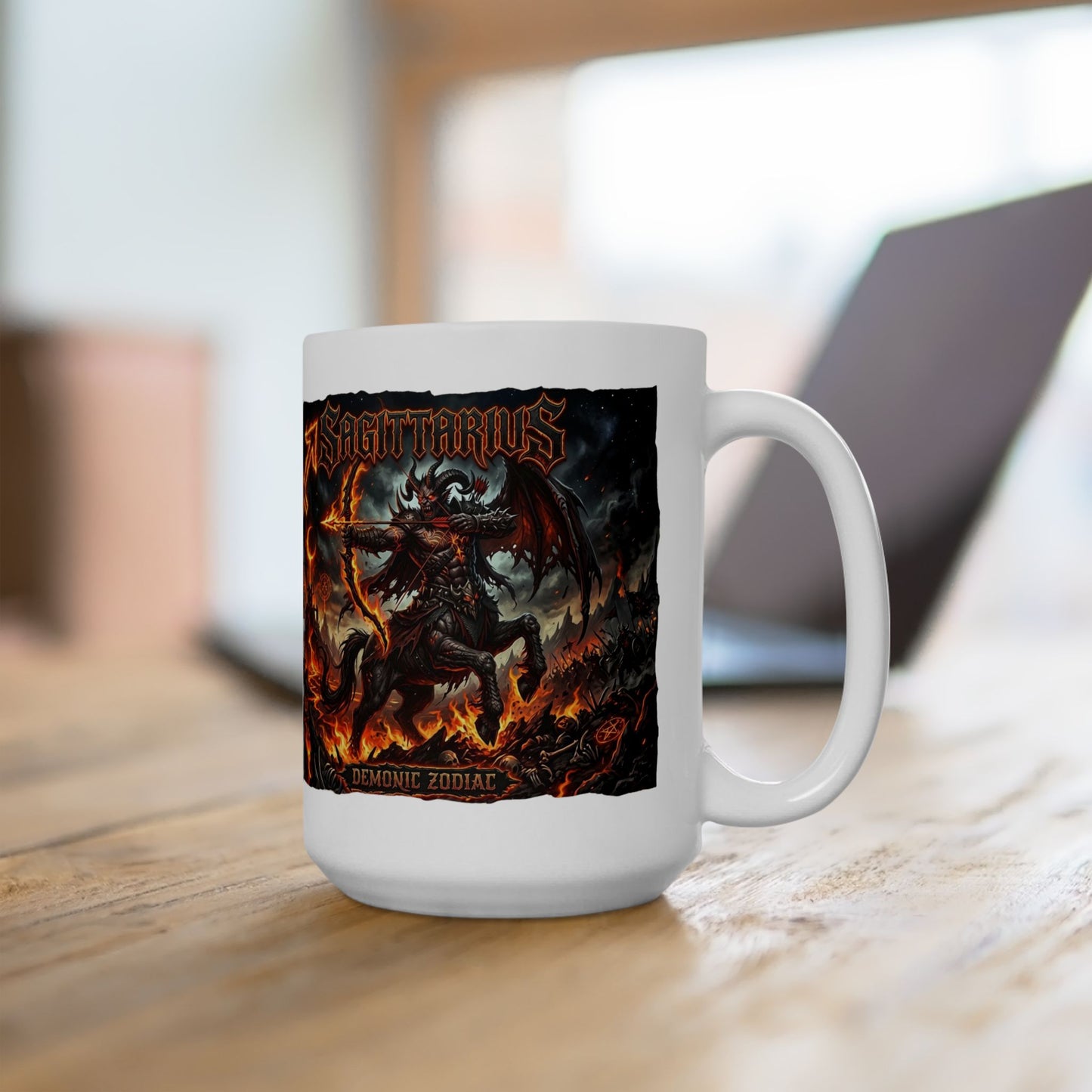 Demonic Sagittarius Ceramic Mug (11oz/15oz) — Demon & Inferno Art Coffee Cup