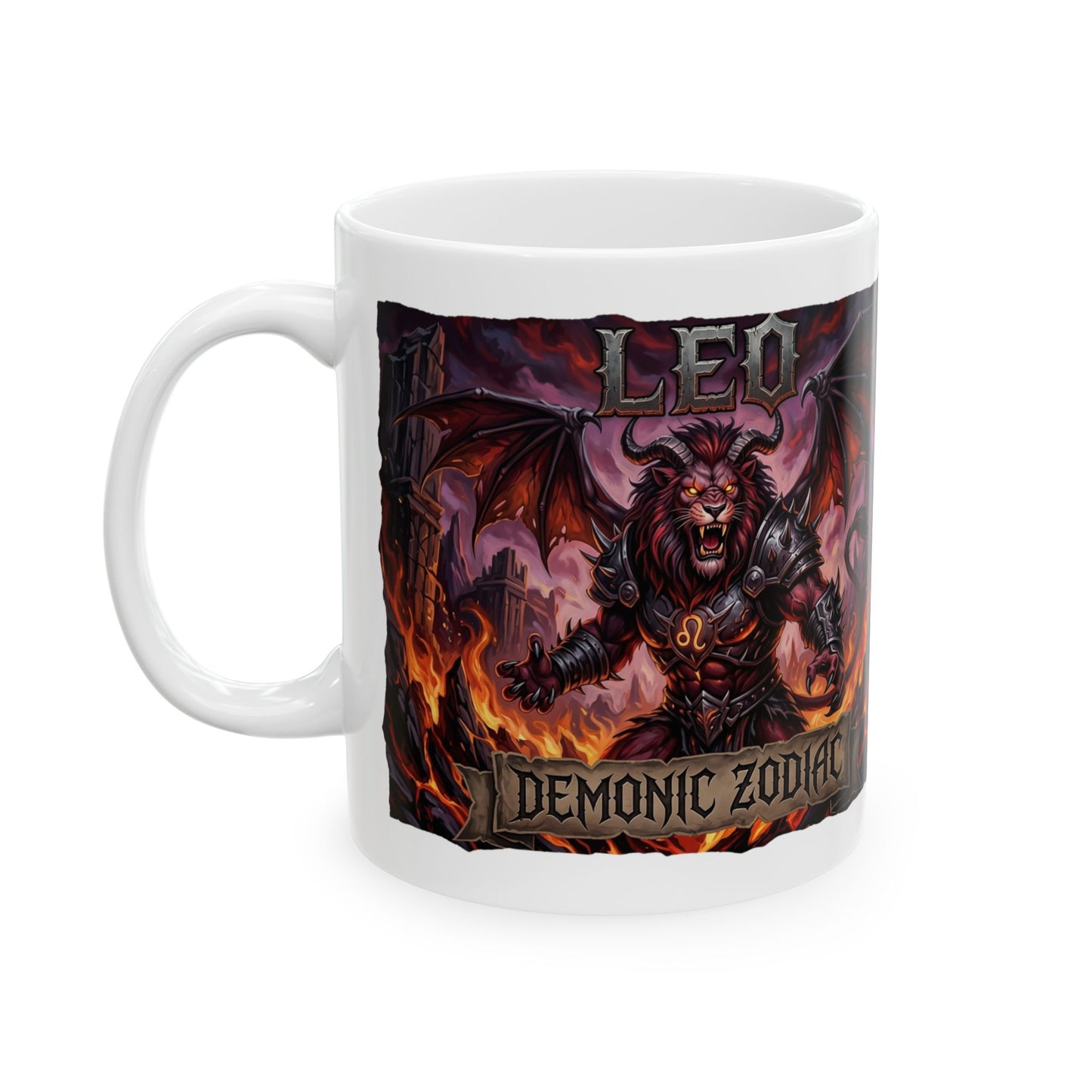 Demonic Leo Mug — Dark Fantasy Zodiac Design (11oz & 15oz)