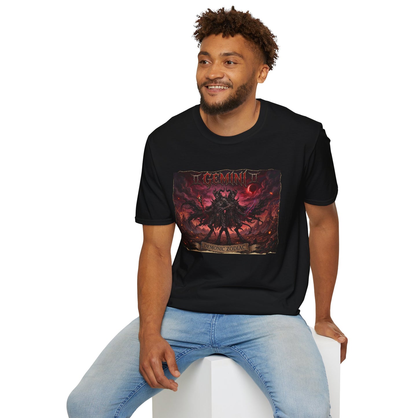 Gemini Zodiac Graphic T-Shirt — Dark Mythic Astrological Design