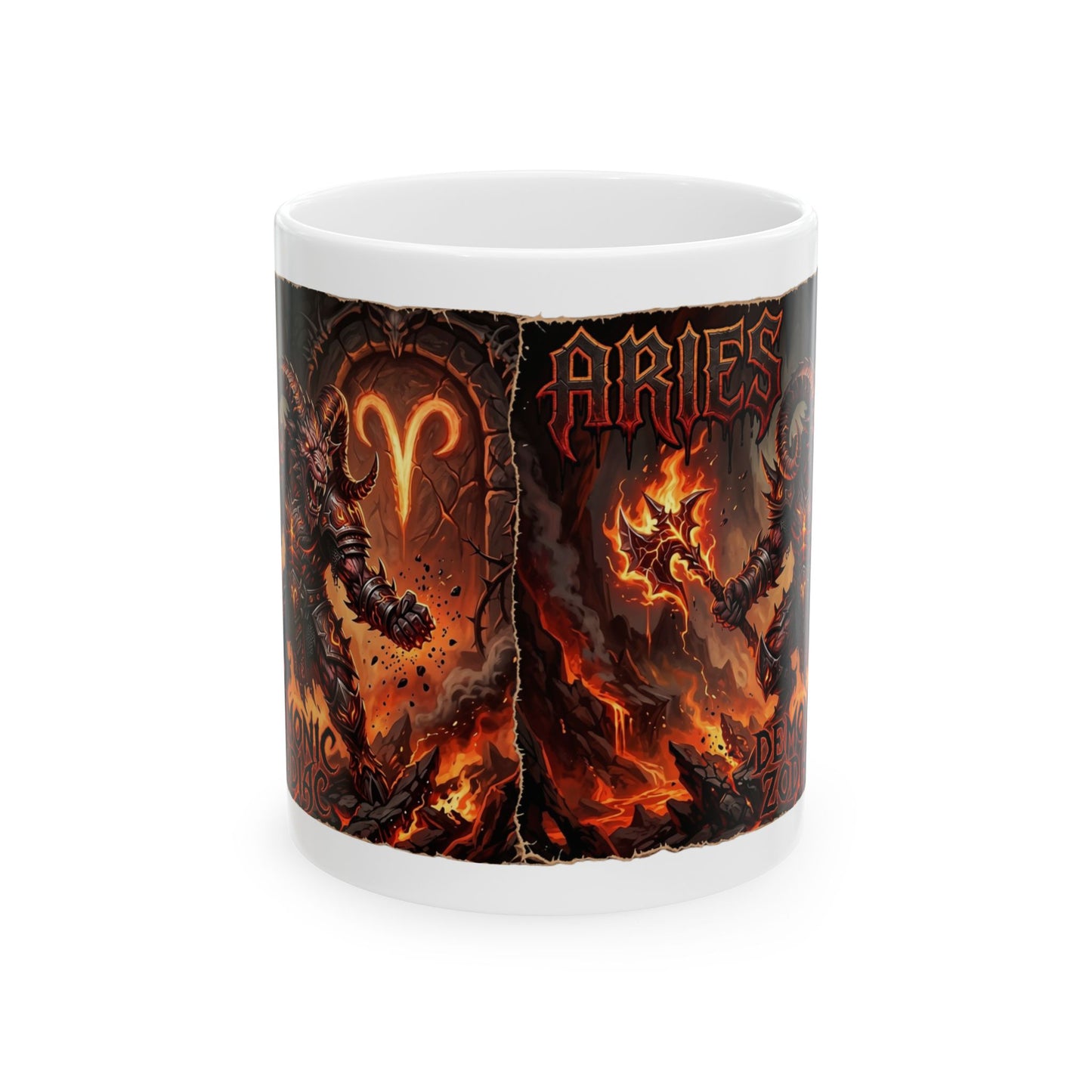 Aries Flame Gothic Ceramic Mug — Zodiac Fire Sign Coffee Cup (11oz & 15oz)