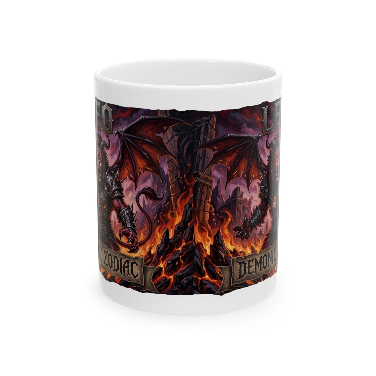 Demonic Leo Mug — Dark Fantasy Zodiac Design (11oz & 15oz)