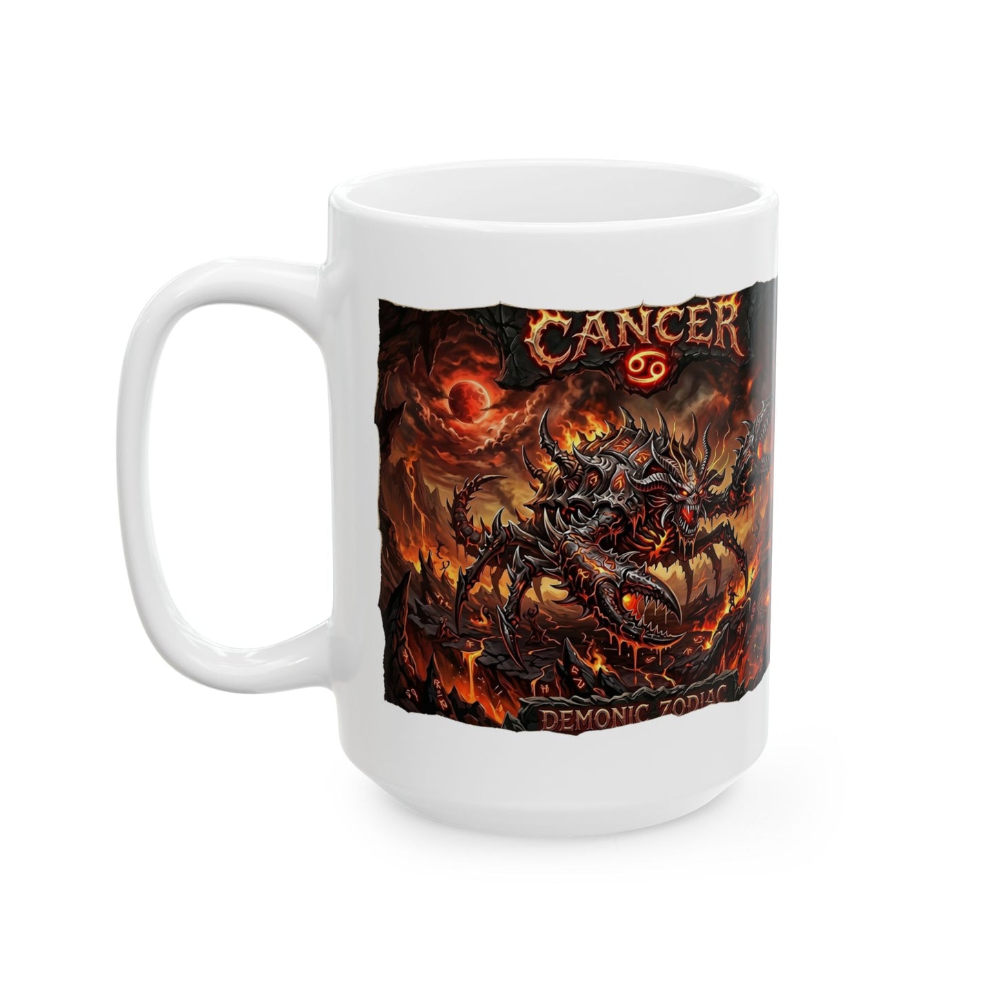 Demonic Cancer Ceramic Mug — Fiery Demon Design (11oz/15oz)