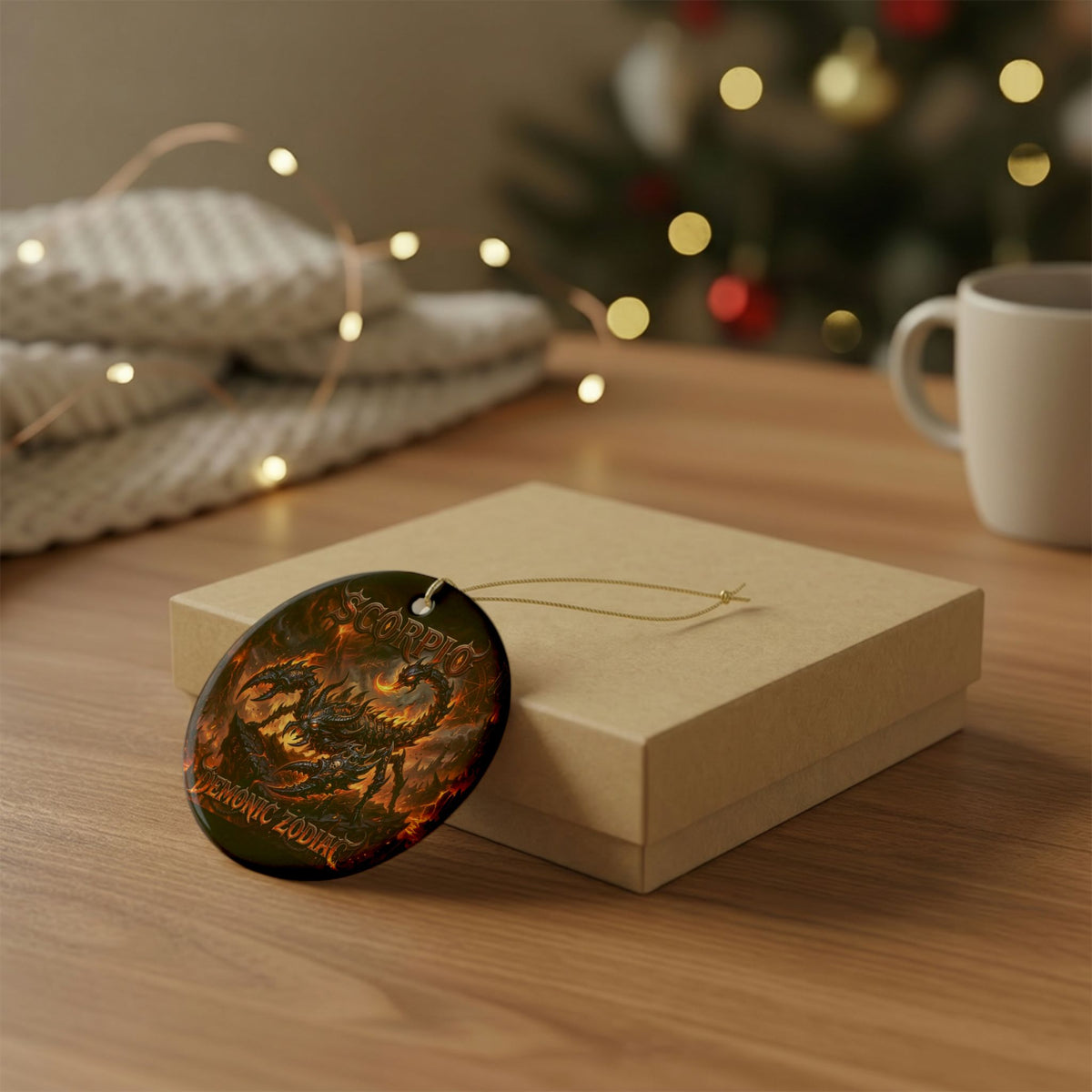 Scorpio Demonic Zodiac Ceramic Ornament — Fiery Scorpion Astrology Decor