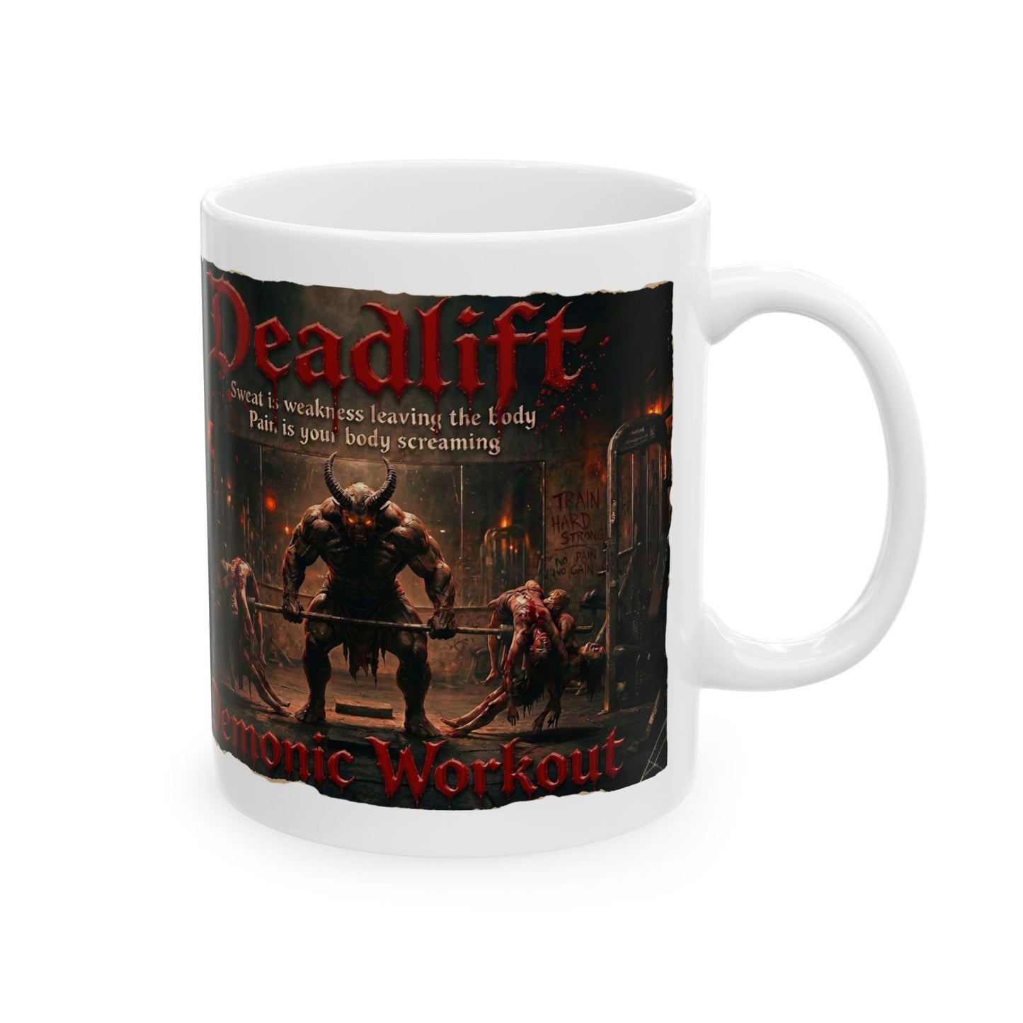 Demonic Gym Ceramic Mug (11oz & 15oz) — Dark Workout Art Coffee Cup
